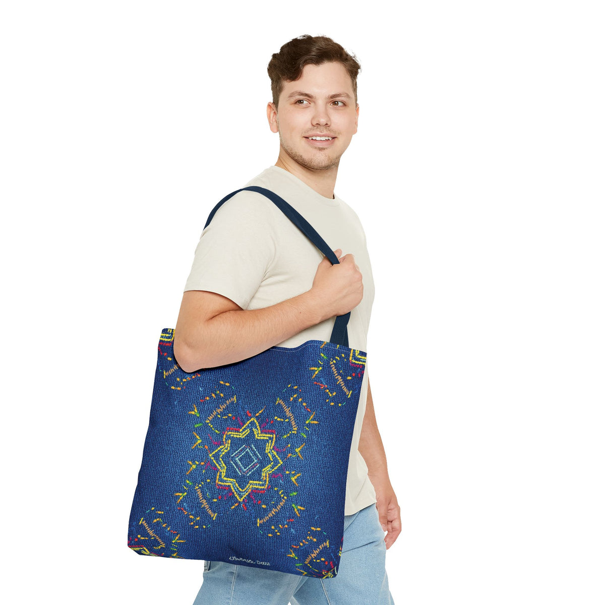 Diwali Graphic Denim Fabric Imitation Print Unisex Canvas Bag Poly Spun 3 Sizes Tote Bag 205-16