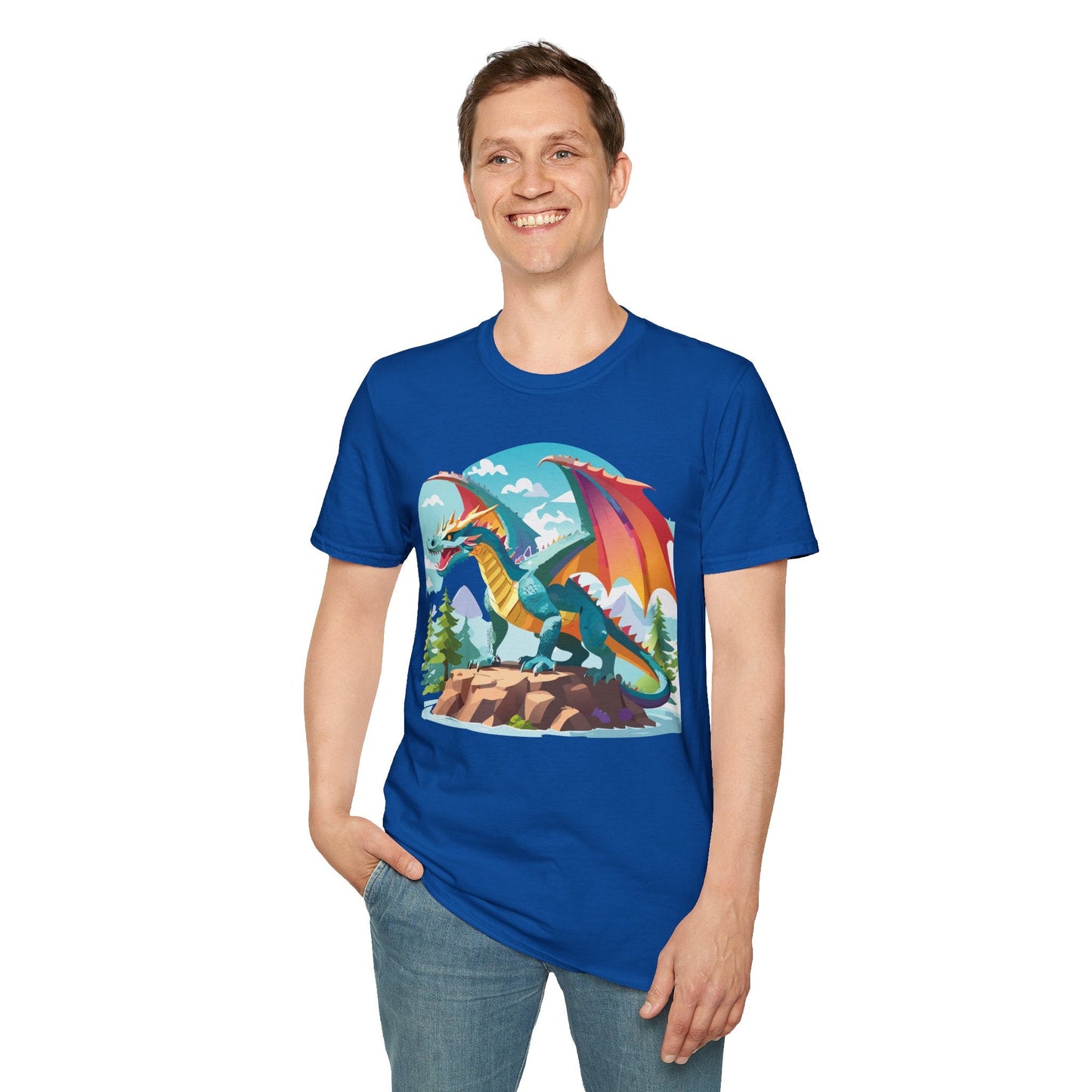 Dragon Graphic Tee Unisex Softstyle 100 Percent Ring Spun Cotton Animal Art Print Shirt