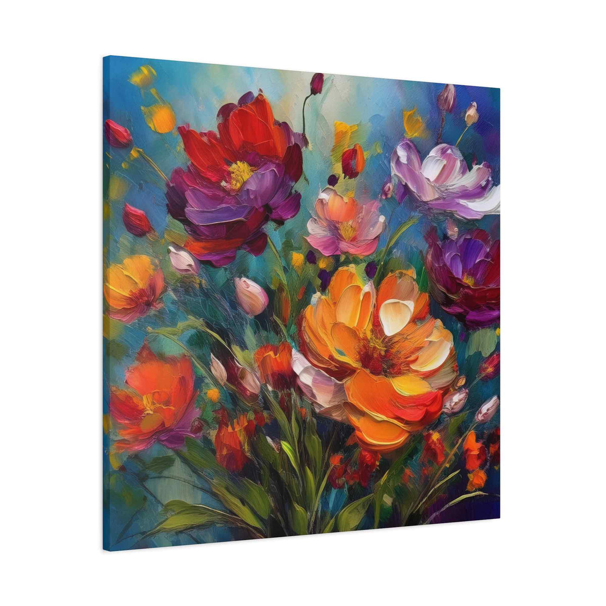 Flowers Print Canvas, Floral Oil Paint Print 20x20, 24x24, 30x30, 32x32, 36x36, Floral Art Design Print Non-Frame MC-14