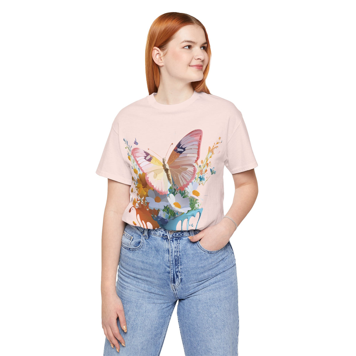 Butterfly Graphic Unisex Cotton Bella+Canvas Tee with Art Design n108