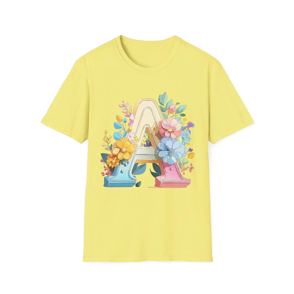 Floral Letter A Monogram T-Shirt | Botanical Initial Tee