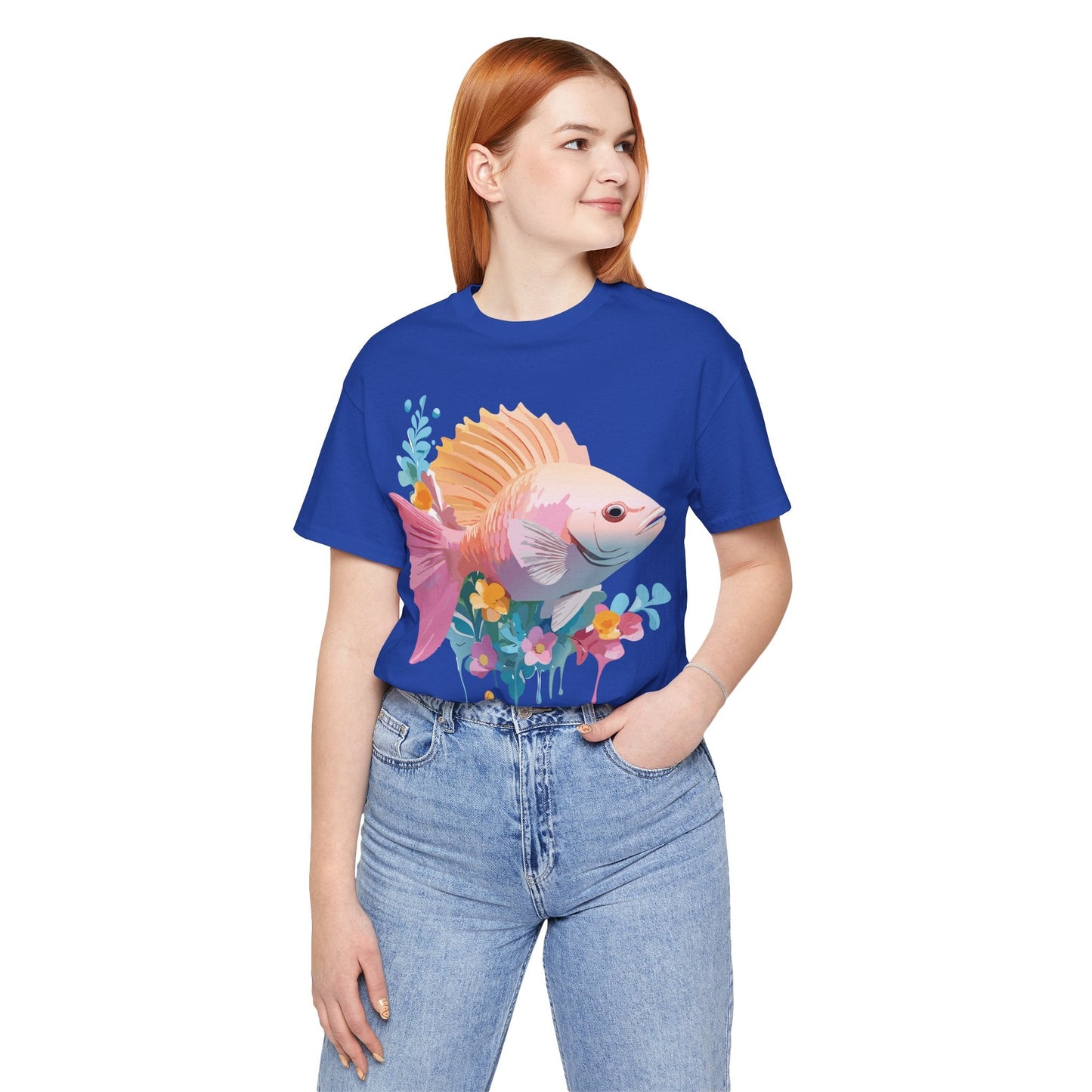 Adelpha Fish Graphic Tee Unisex Short Sleeve Shirt Vintage Inspired Art Design Collection