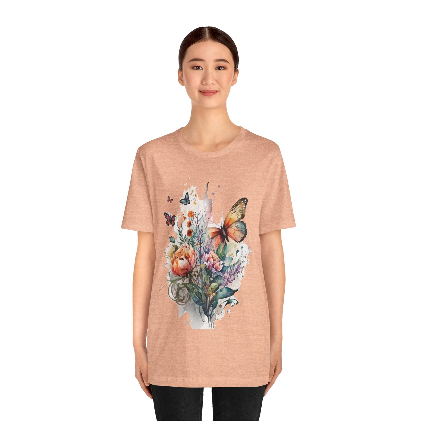 Cotton Tee Shirt with Butterfly Prints