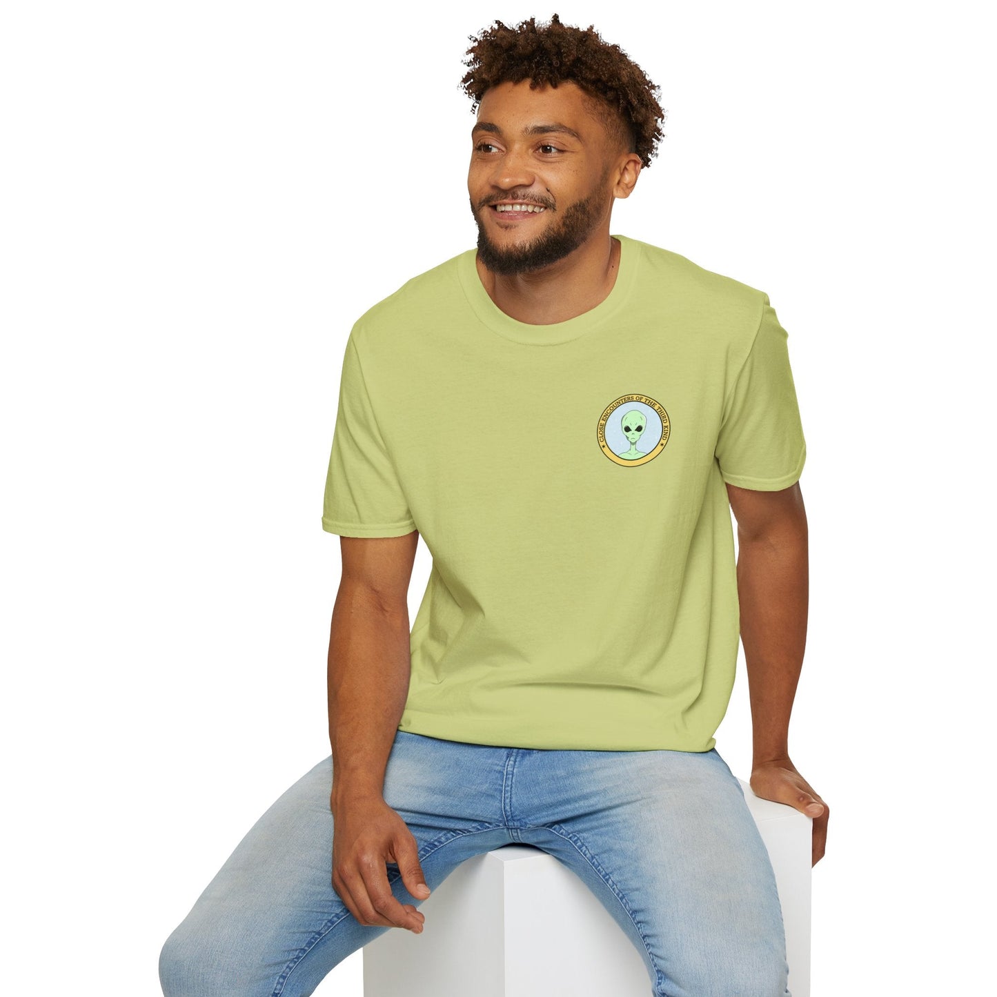 Alien Badge TShirt  Small Chest Logo I Believe Retro Space Tee