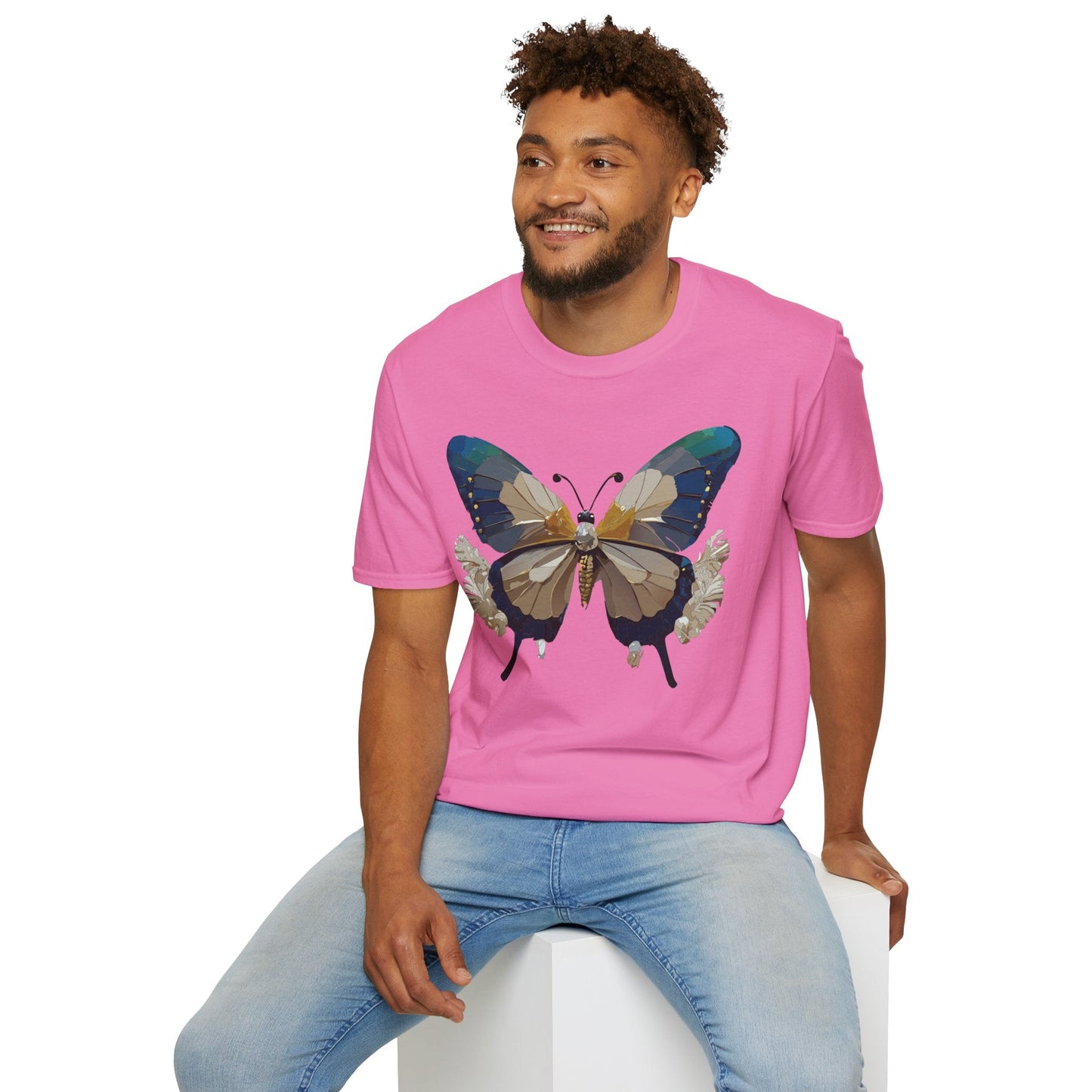 Butterfly Themed Unisex T Shirt With Monarch Design Gildan Softstyle 64000 Premium Ring Spun Cotton