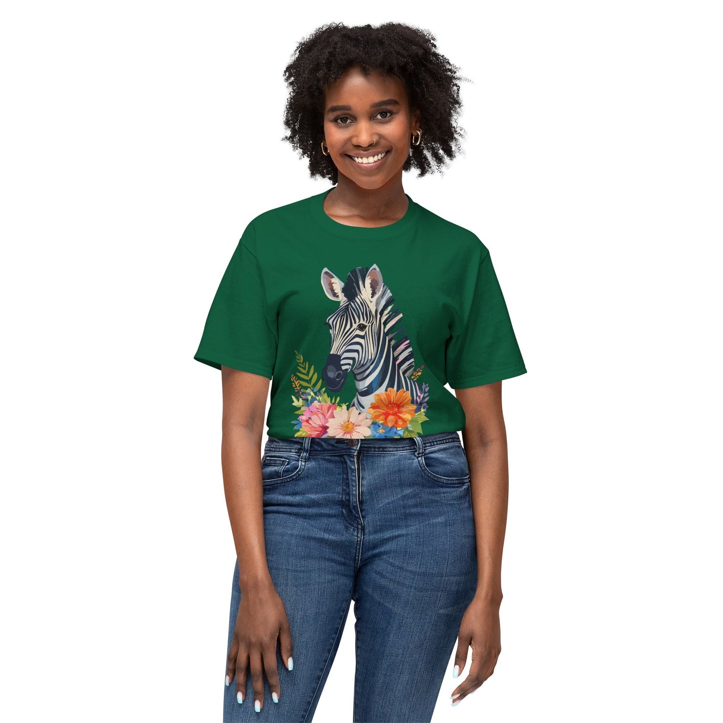 Unisex Zebra Art T Shirt With Full Color Print 100 Percent Cotton Jersey Tee Premium