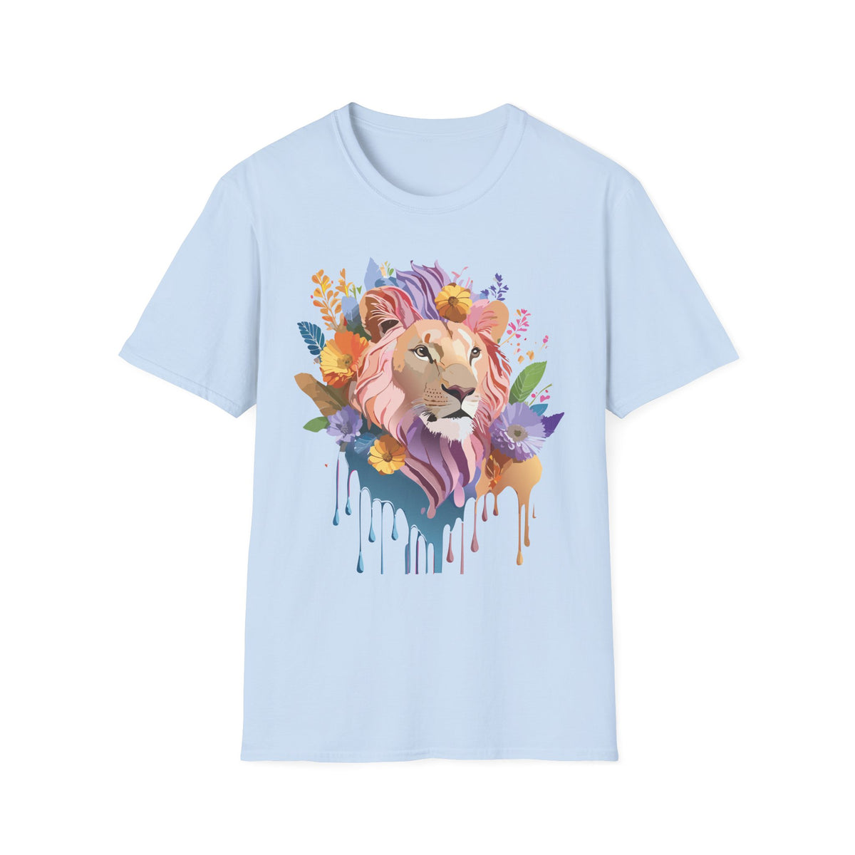 Floral Watercolor Lion T-Shirt | Colorful Lion Portrait Tee