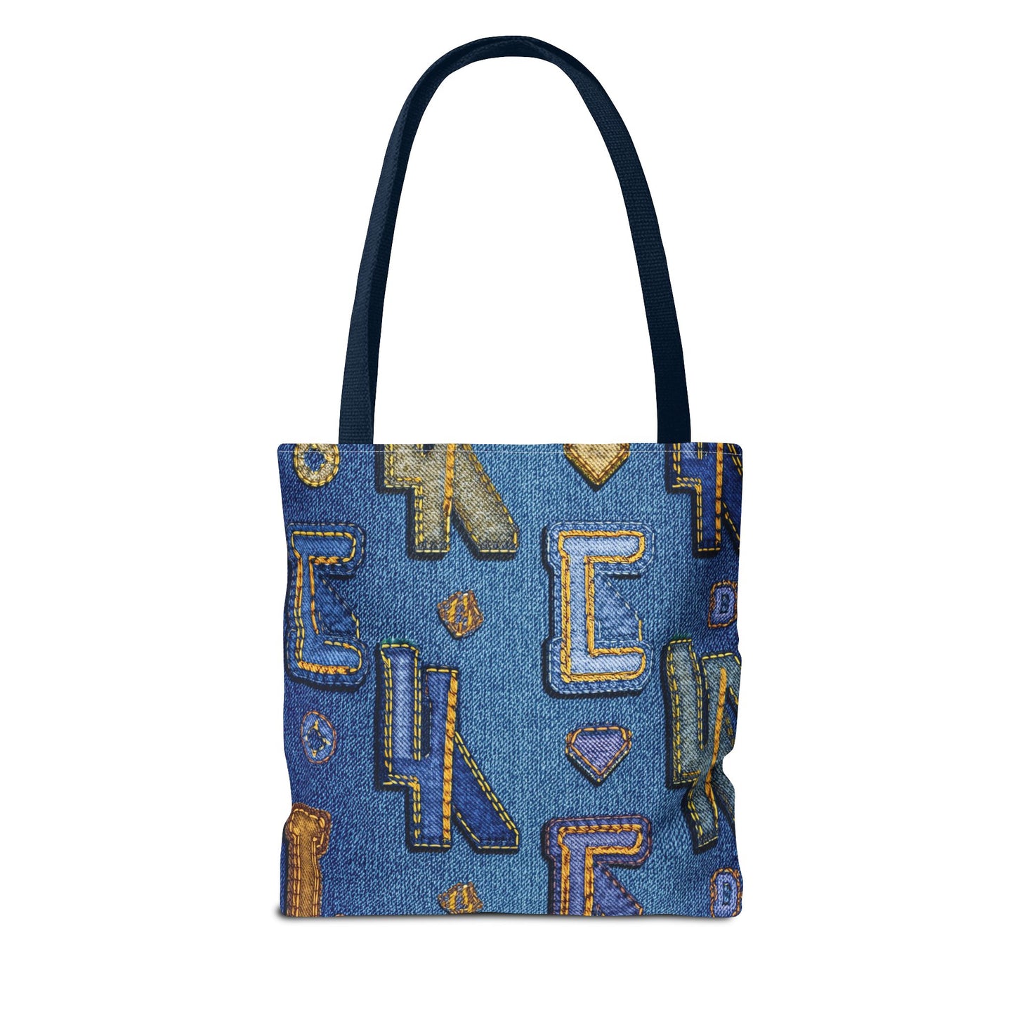 Denim Fabric Imitation Print Unisex Canvas Bag Poly Spun 3 Sizes Tote Bag 187-3