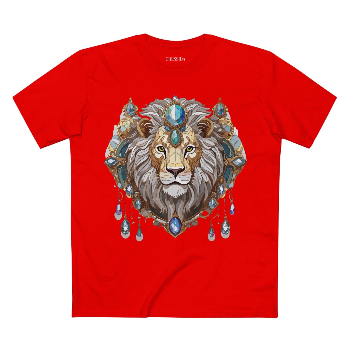 Lion Graphic Unisex 100 Cotton Tee With Unique Animal Golden Medallion Art Design 61