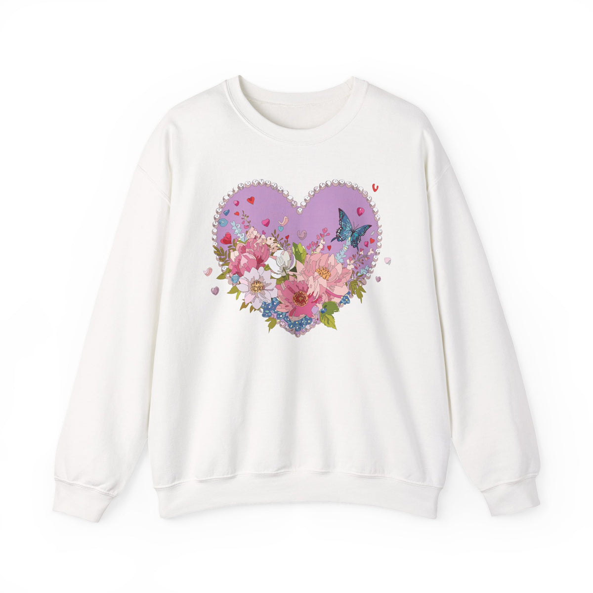 Floral Heart Love Graphic Valentine's Day Sweatshirt Unisex 50/50 Cotton-Poly Sweatshirt w43