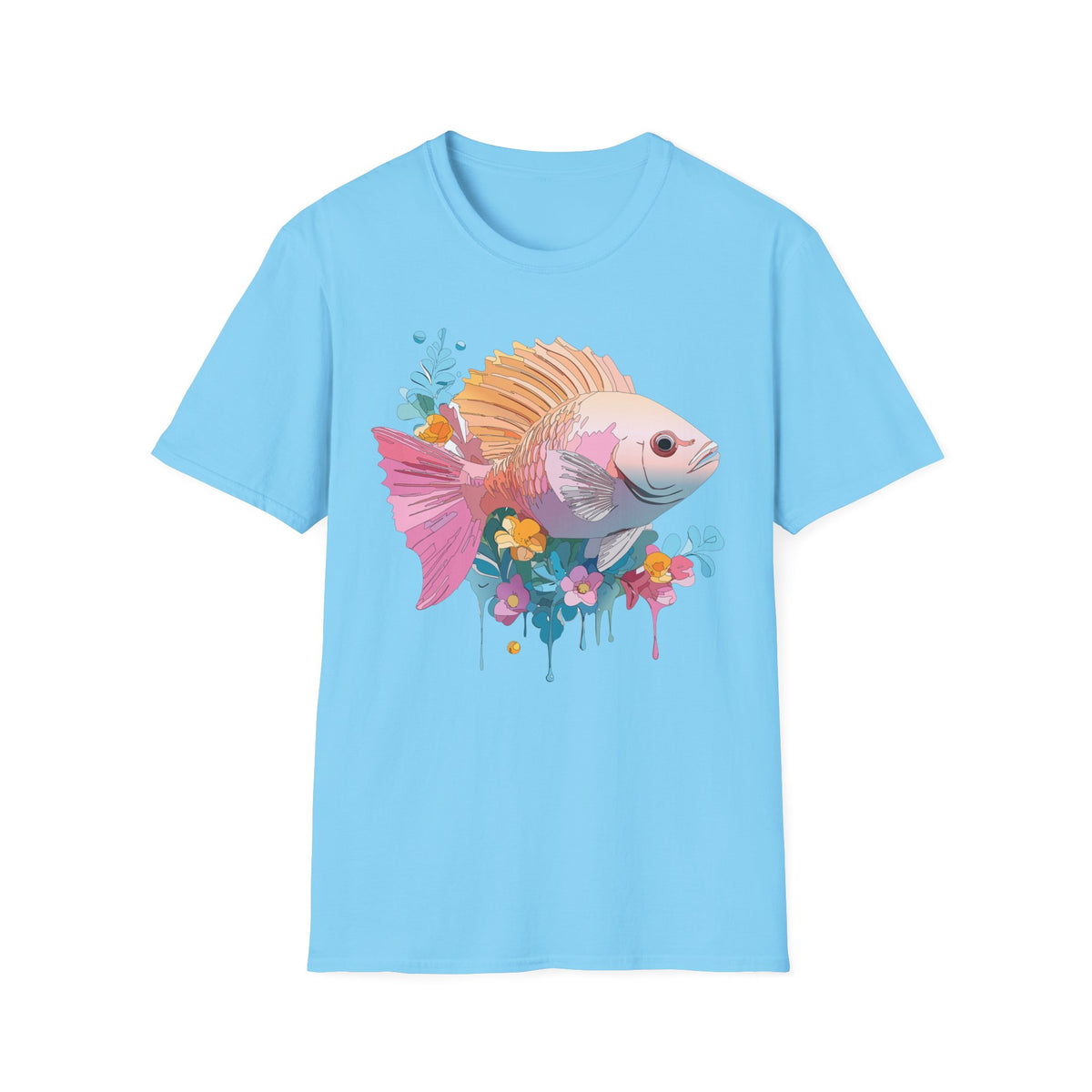 Colorful Tropical Fish T-Shirt | Watercolor Floral Sea Life Tee