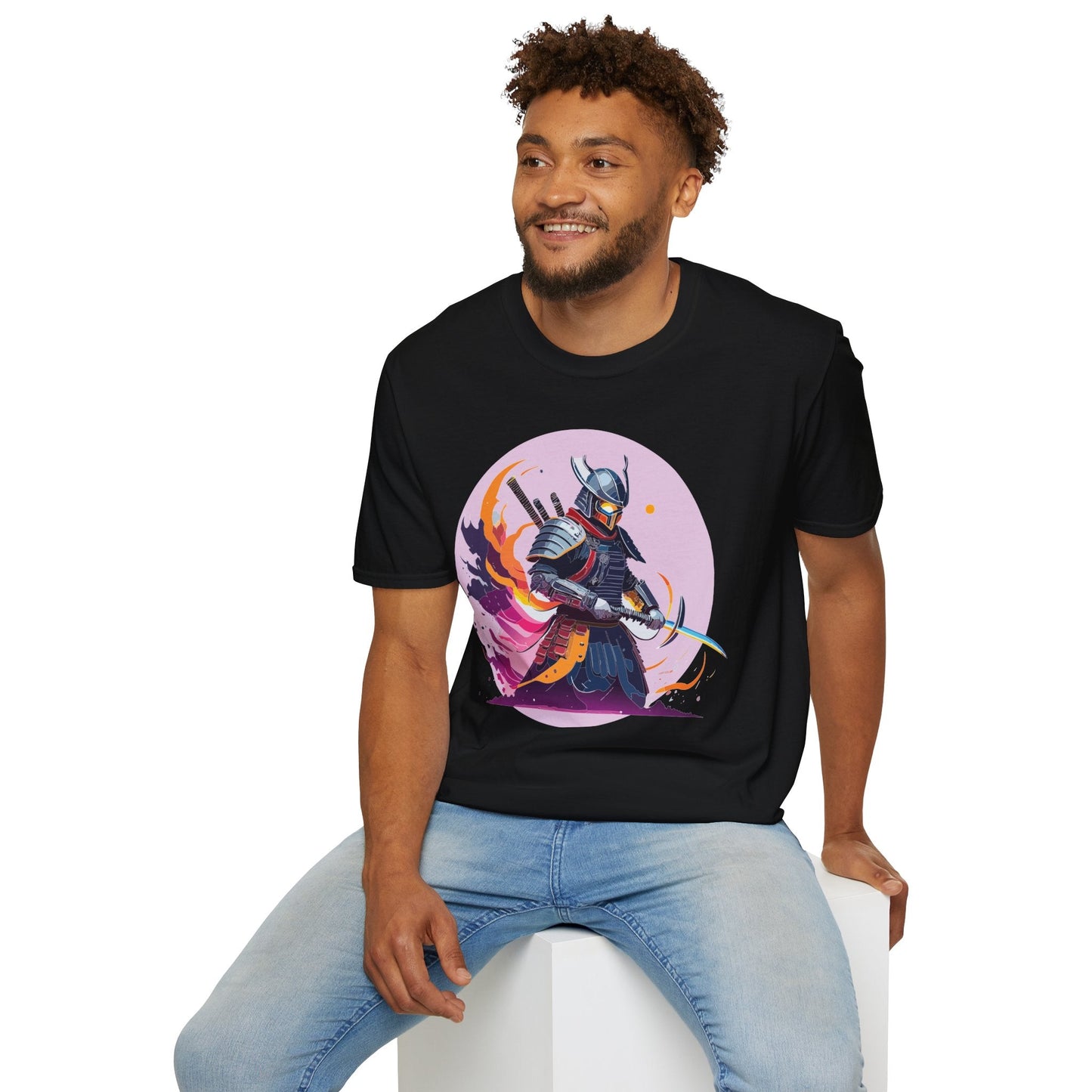 Samurai Shirt Unisex Short Sleeve Tee With Samurai Print Softstyle Gildan 64000 Ring Spun Cotton