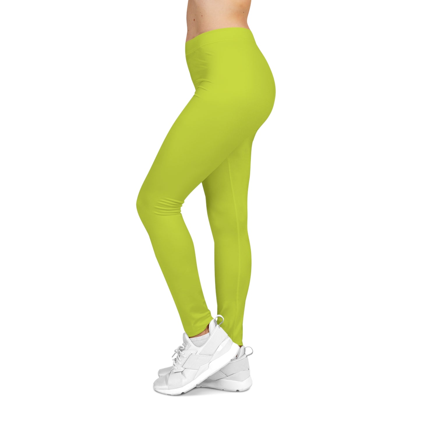 Bright Lime Color Women's Poly-Span Casual Leggings XS-2XL