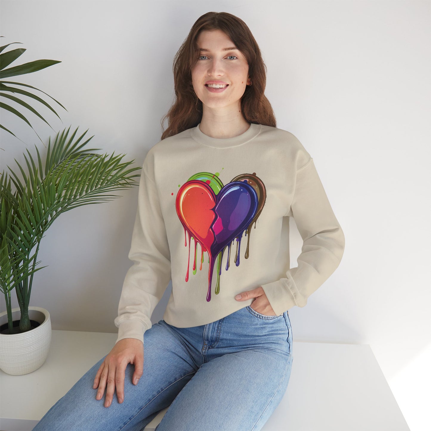 Double Bleeding Heart Sweatshirt, Big Heart Sweatshirt, Love Sweatshirt, Valentine's Day Sweatshirt, Heart Sweatshirt 119