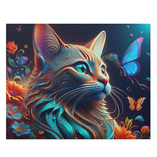 Puzzles-23 Floral Cat Face Puzzle 500-Piece  Floral Cat Puzzle 500-Piece, Kids Puzzles Size: 16" x 20",  Ages 9+