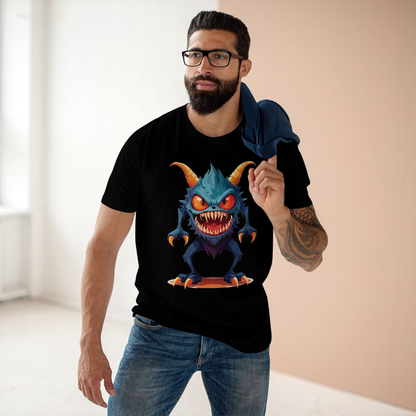 Cartoon Monsters Graphic Unisex 100 Cotton Staple Tee 1