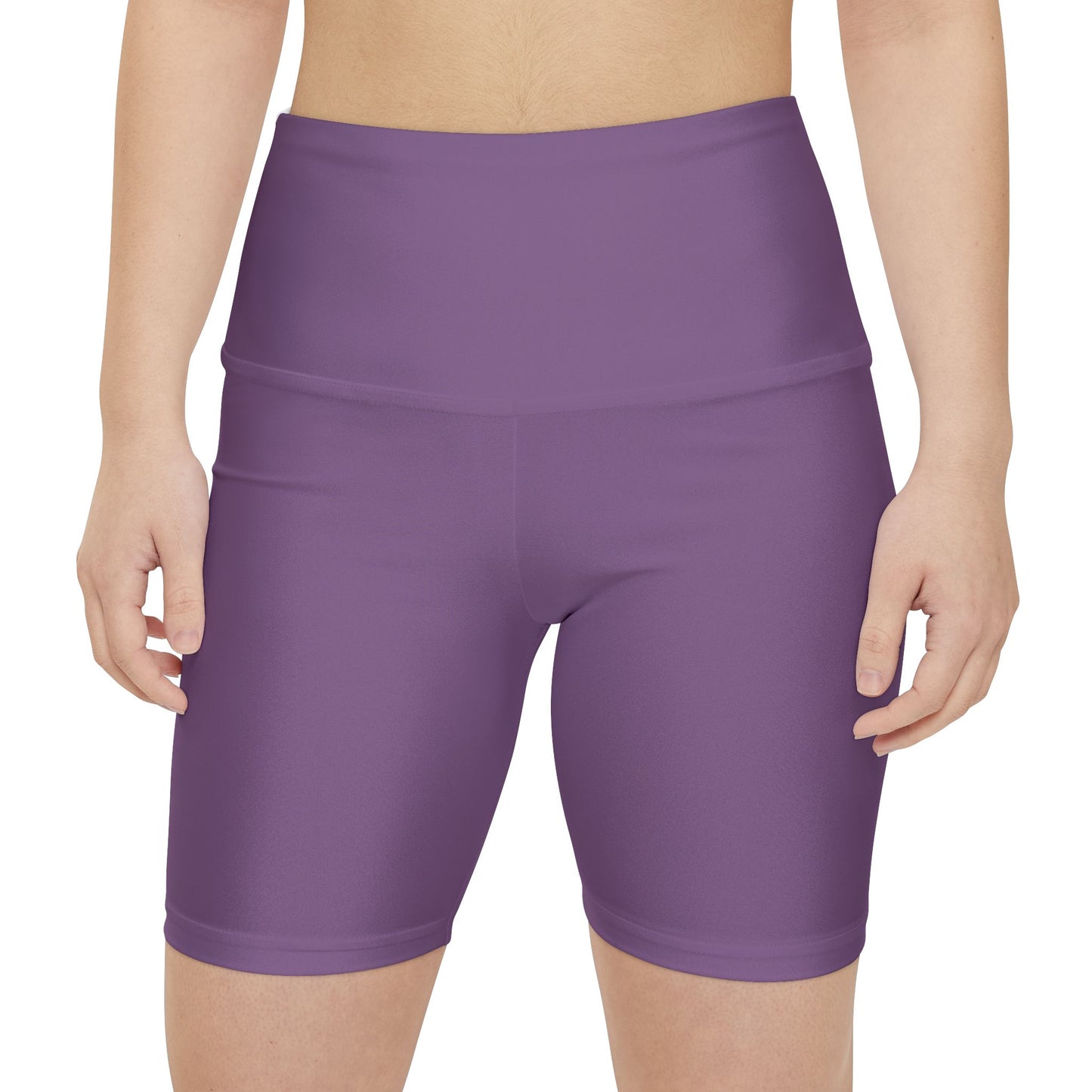 Dusty Lavender Women's Workout Shorts — High-Waisted Purple Active Bike Shorts