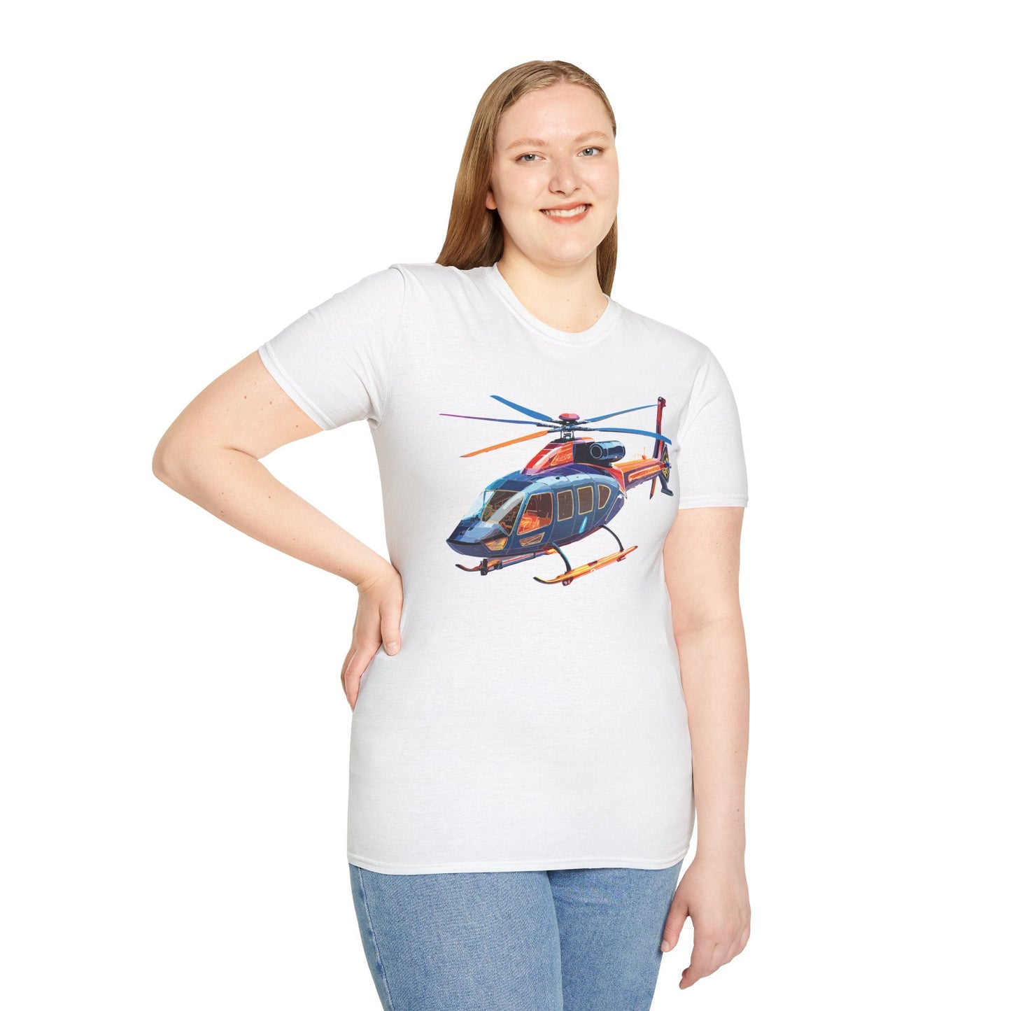 Chopper Helicopter Graphic T Shirt Unisex Softstyle Cotton Short Sleeve Artwork Design
