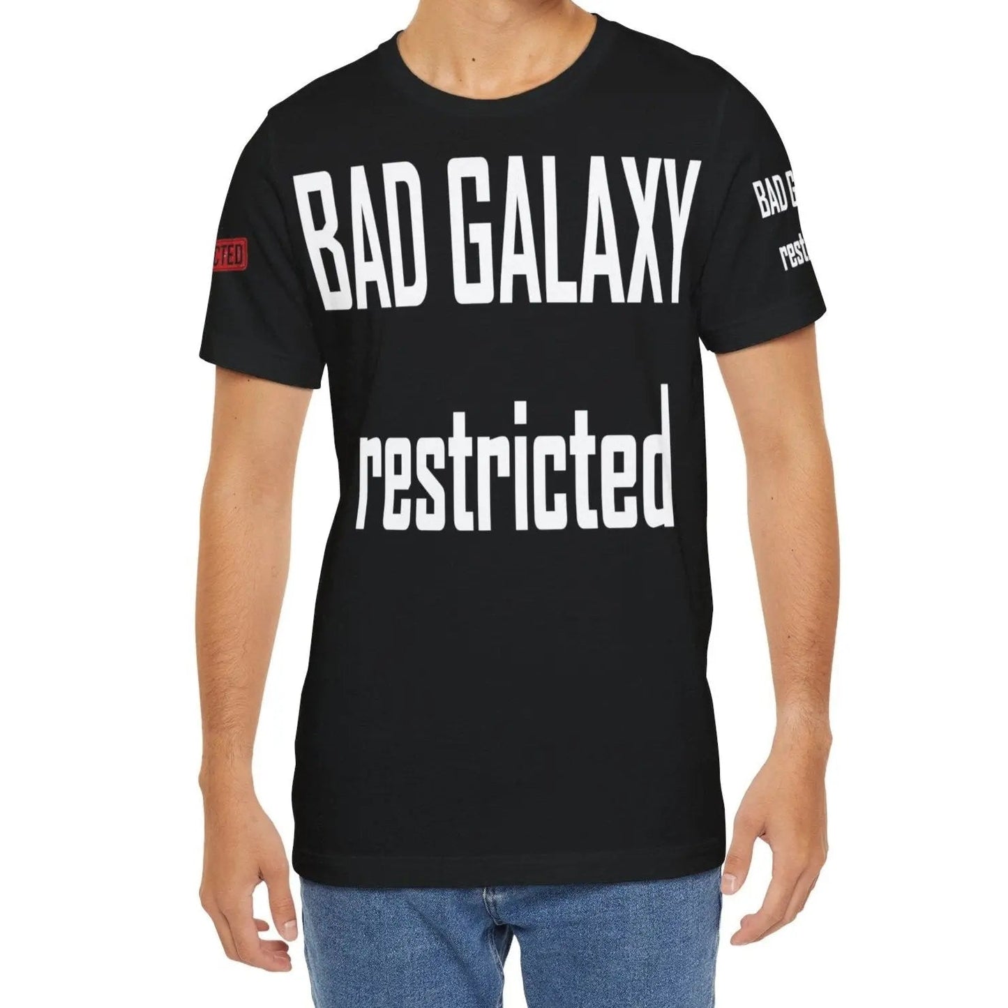 Bad Galaxy Tee Shirt With Red Stamp Made To Order Lightweight 100 Percent Cotton Free Shipping