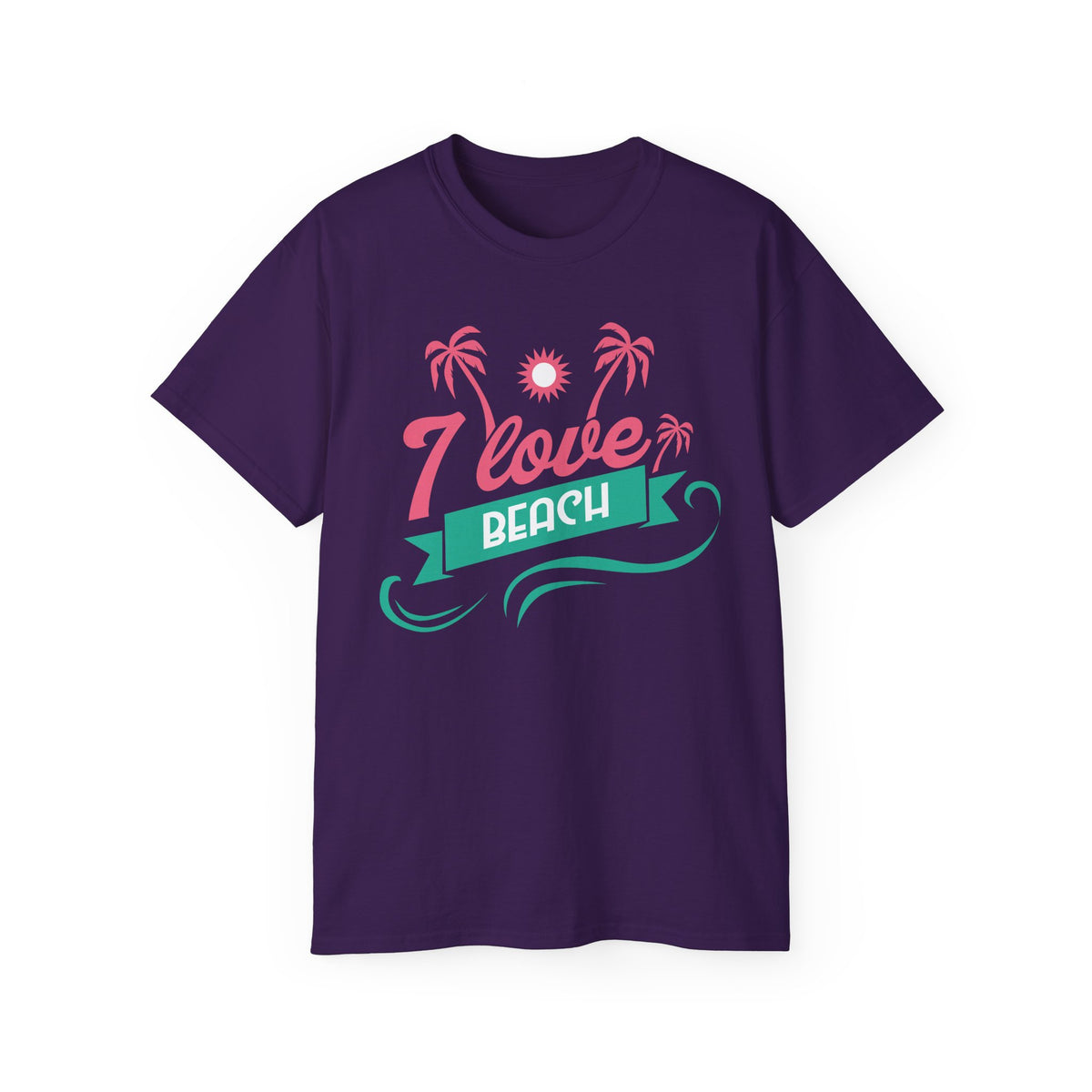 I Love Beach T-Shirt | Palm Trees Sun Waves Graphic Tee