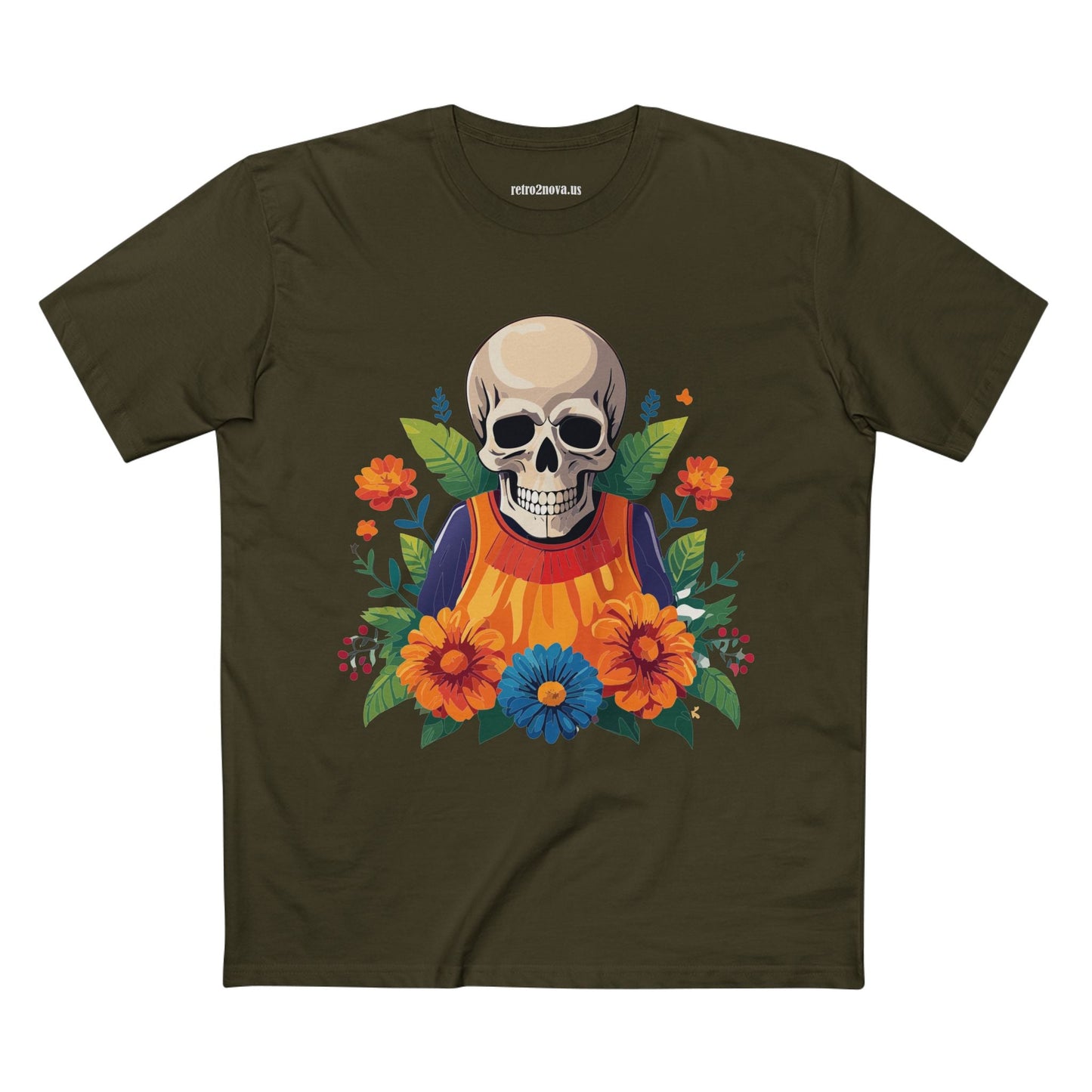 Retro2Nova Skull Shirt Unisex Skeleton Tee Premium Cotton Art Design Original Artwork Collection