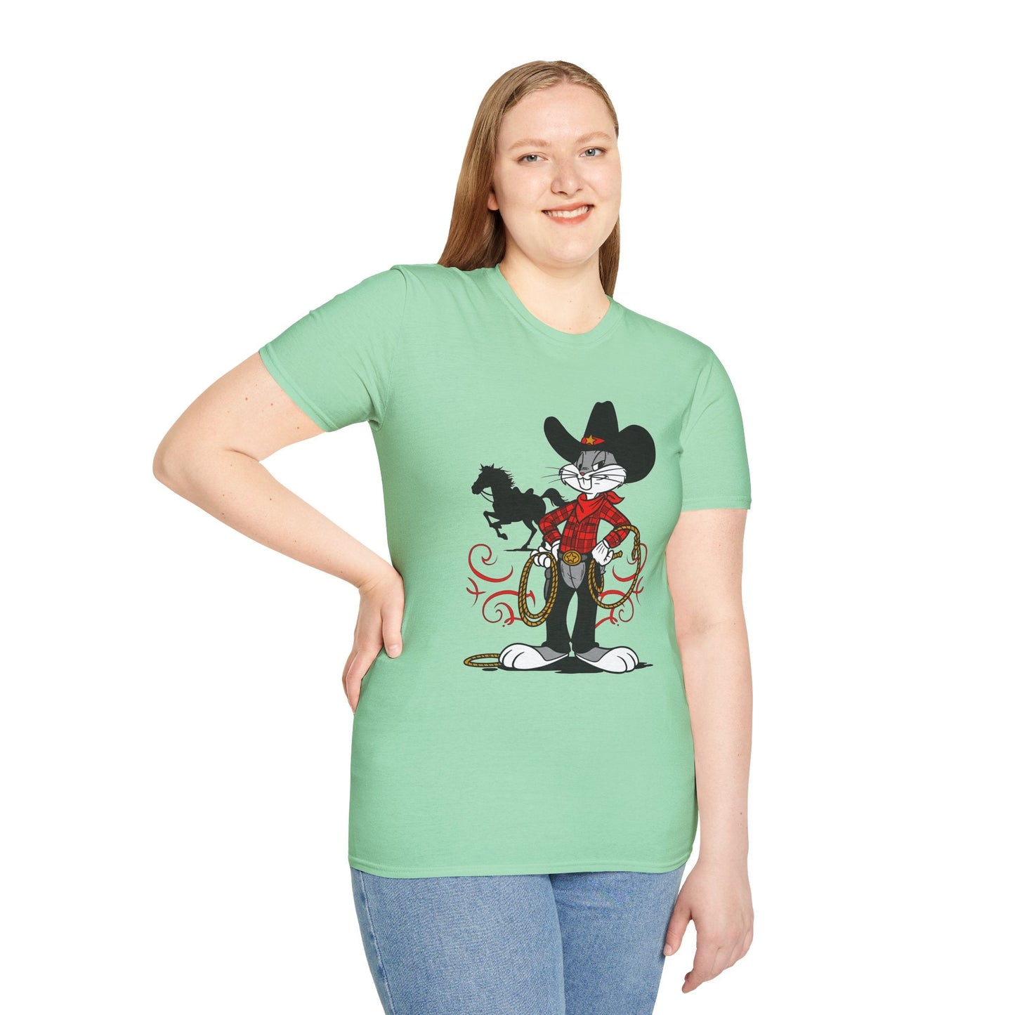Cartoon Bunny Graphic Unisex Cotton Animal Animation Artwork Design Tee 1