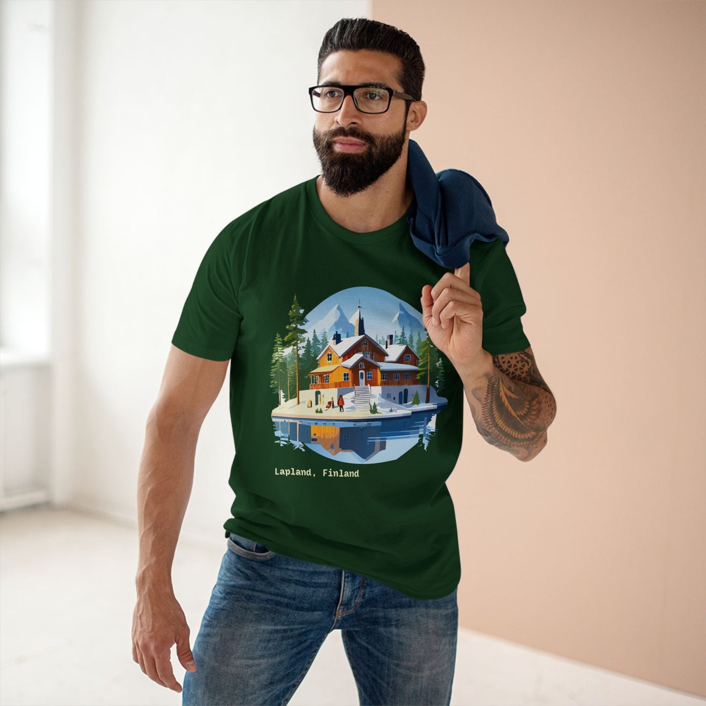 Lapland Travel Shirt Unisex Premium Cotton Tee With Original Art Design Retro2Nova