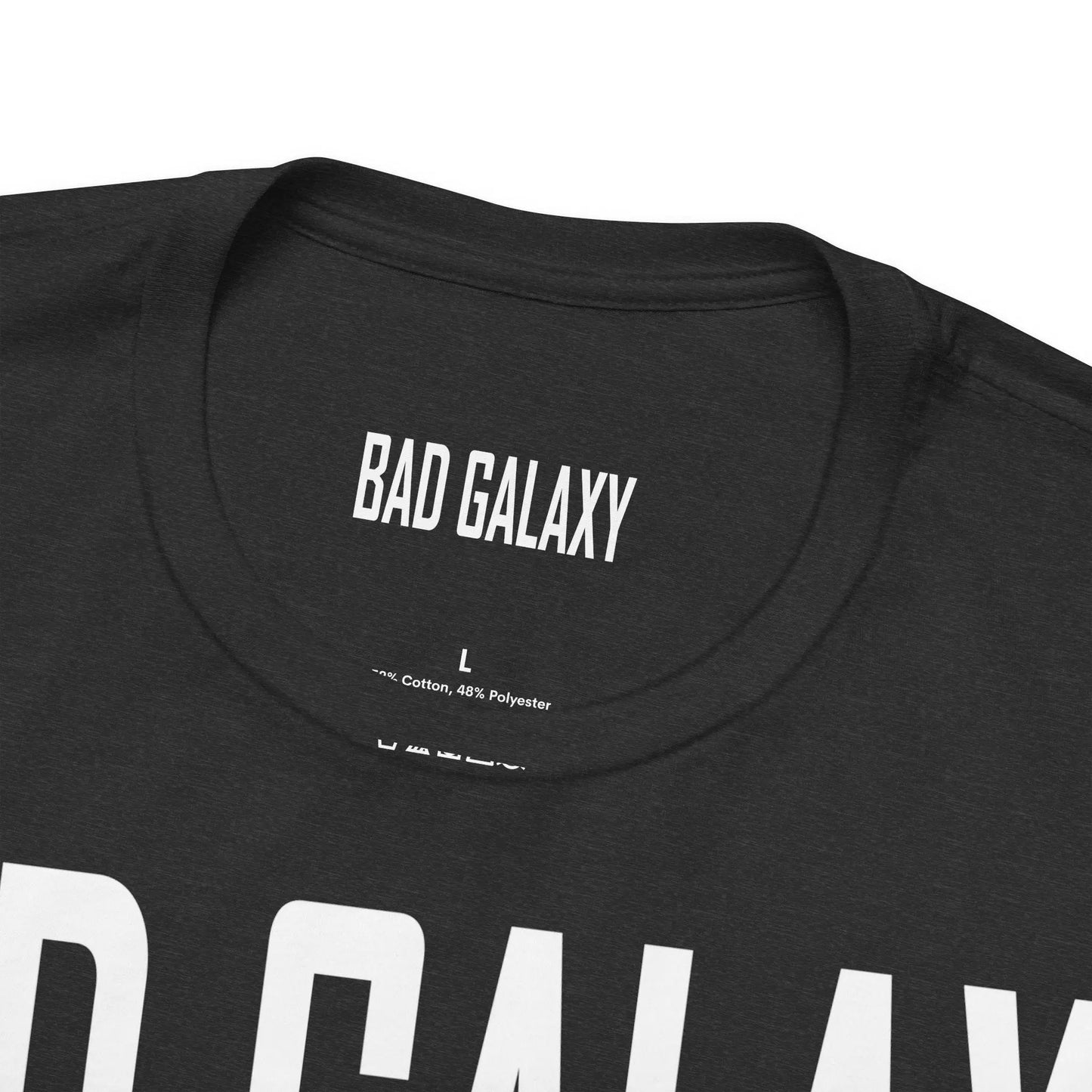 Tee Shirt With Red Stamp From Bad Galaxy Made To Order 100 Percent Cotton USA Printed With Eco Inks