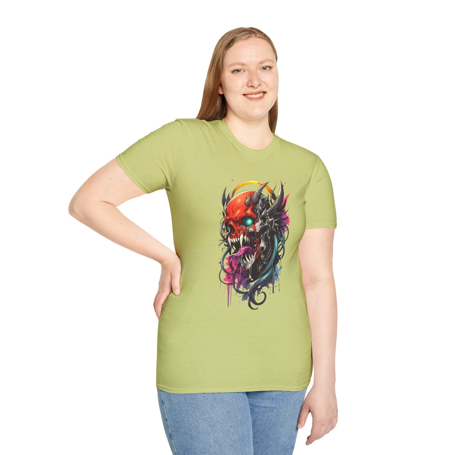 Skull Tee Shirt Unisex Skeleton Art Design Gildan Softstyle 64000 100 Percent Ring Spun Cotton