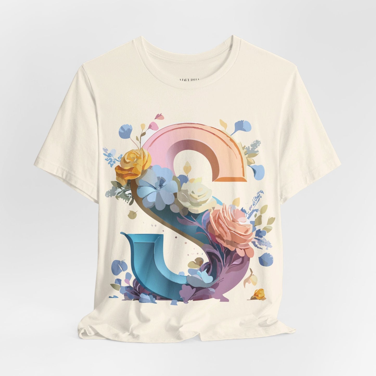 Letter S Graphic Tee Unisex Short Sleeve Shirt Adelpha Vintage Inspired Art Design