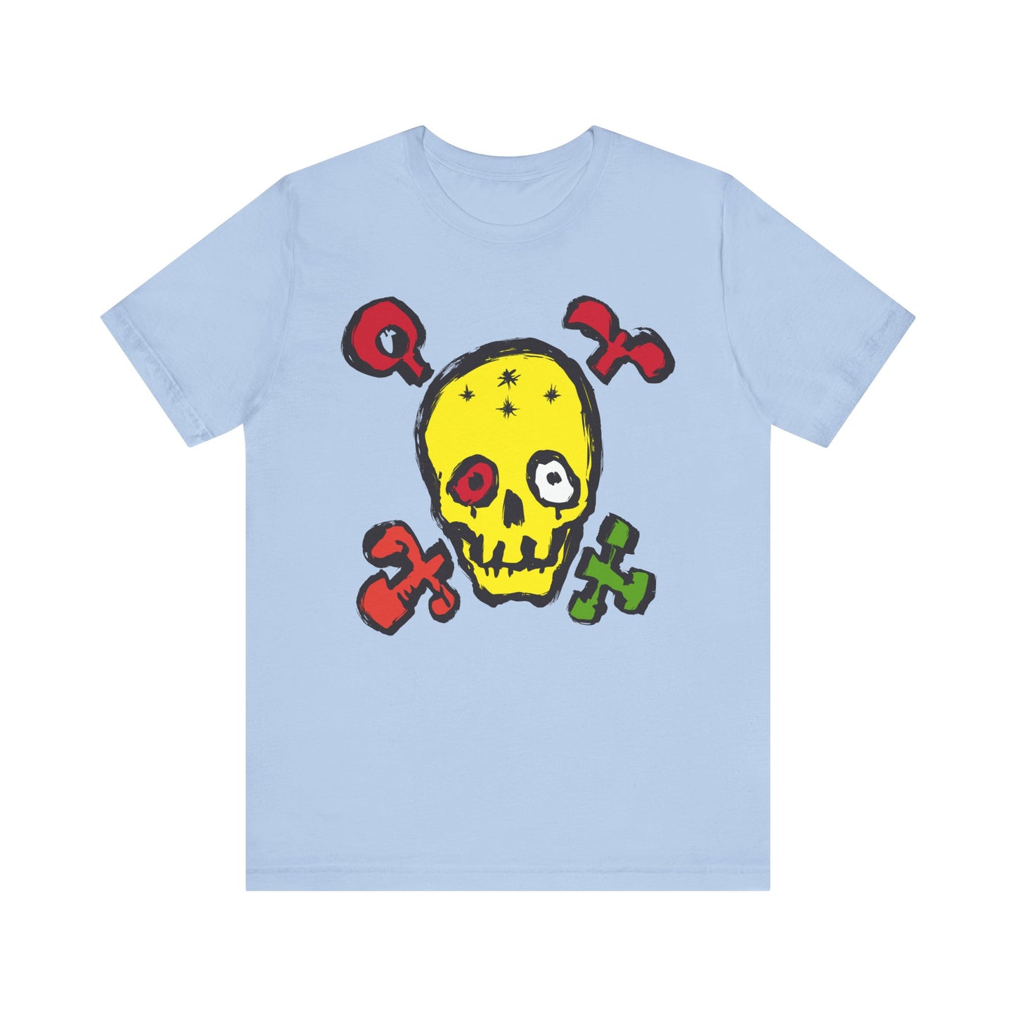 Yellow Skull Graphic Design Tee, Skull Shirt, Vintage Tees, Art Design T-Shirt, Vintage Graphic Tee, Art Shirts with Skulls