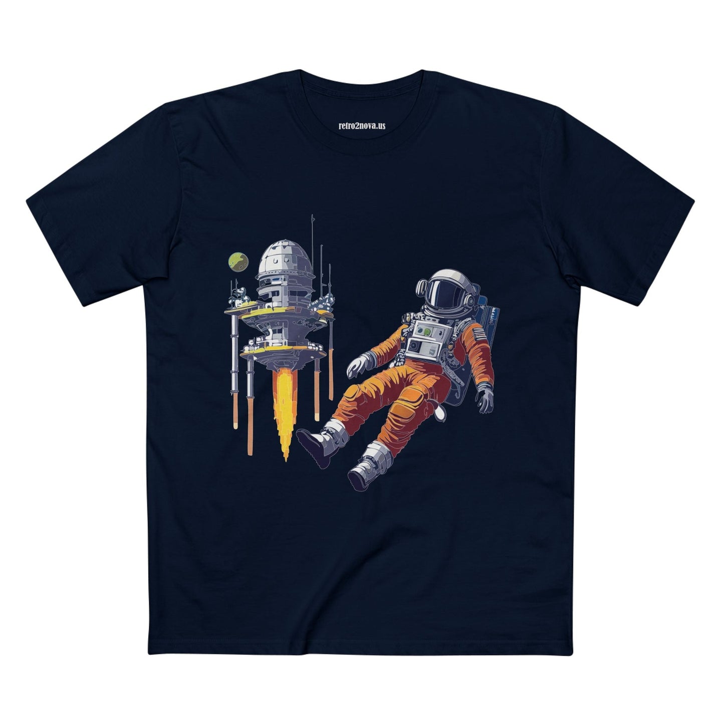 Cosmos Astronaut Shirt Unisex Premium Cotton Tee With Original Art Design By Retro2Nova