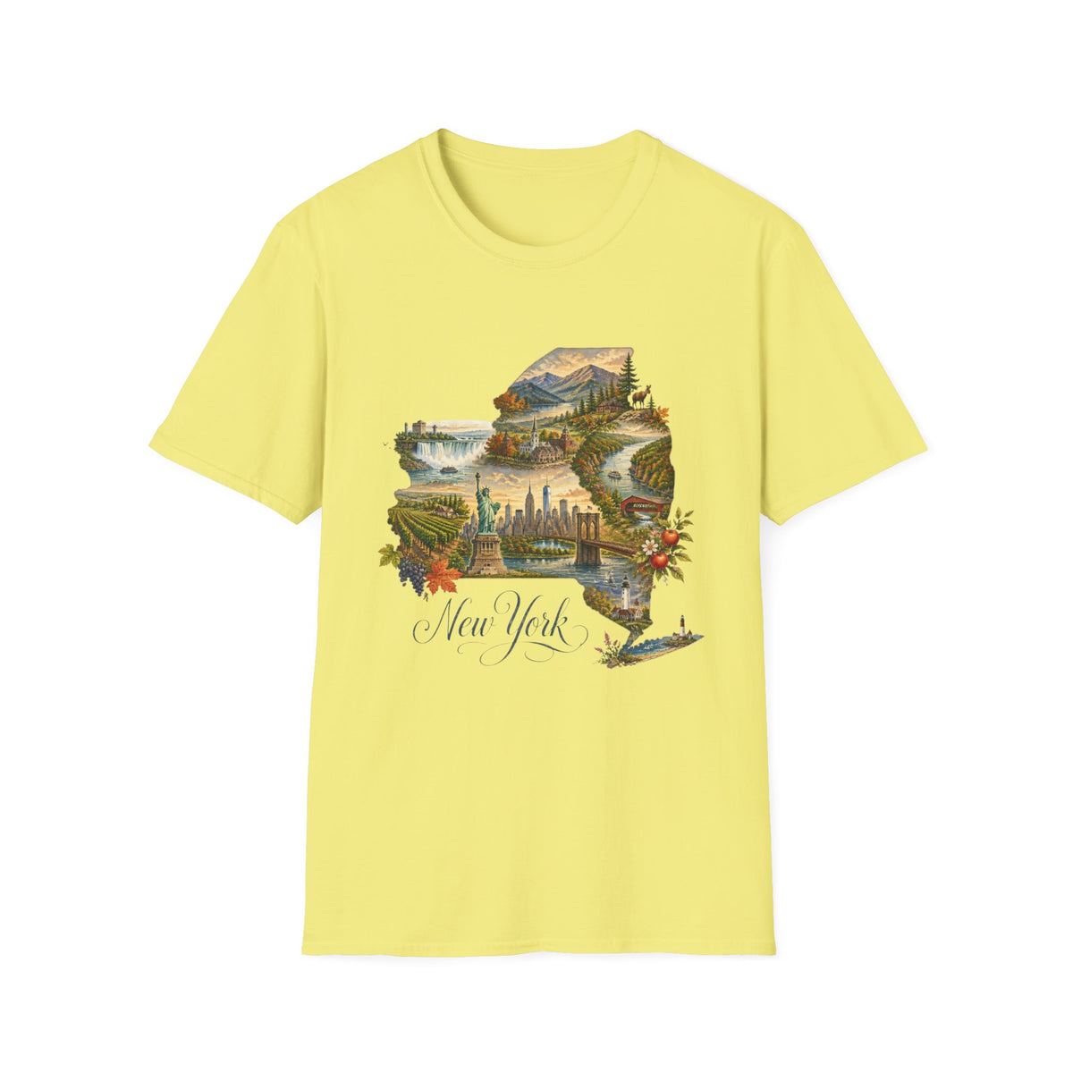 New York State Travel Tourist Graphic Design Unisex 100 Cotton Gildan T-Shirt