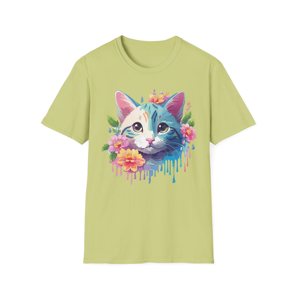 Colorful Watercolor Cat Tee | Floral Crown Cat T-Shirt
