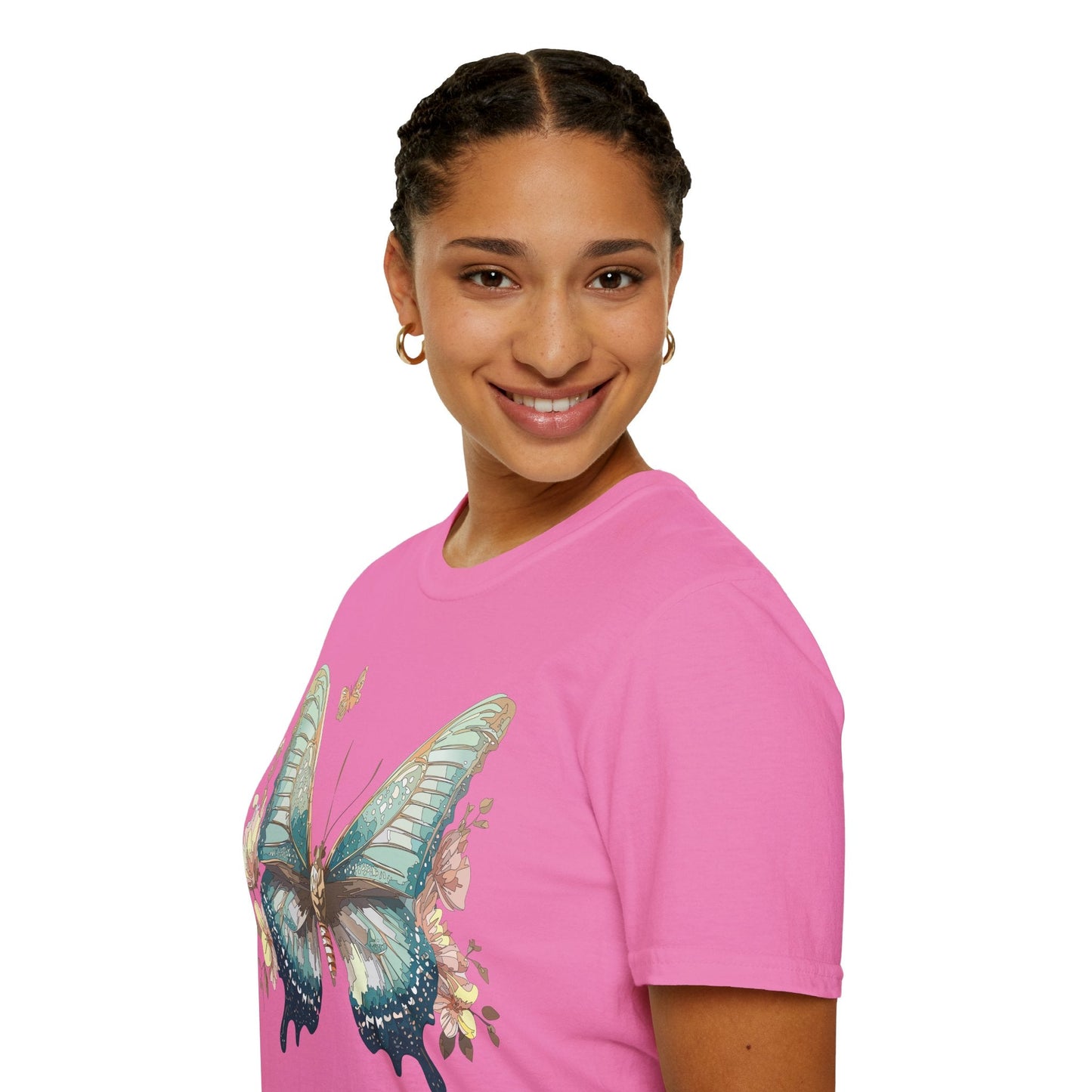 Butterfly Print Unisex T Shirt Monarch Design Softstyle 64000 Gildan Cotton Tee Quality