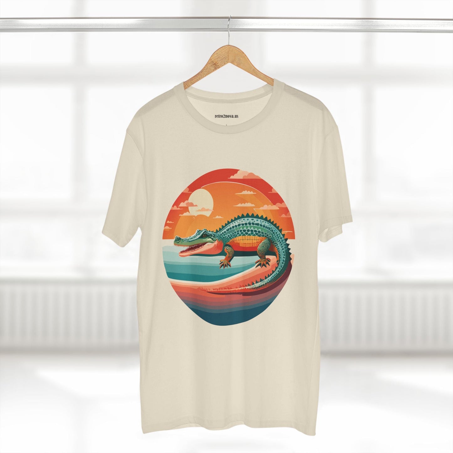 Unisex Crocodile Animal Shirt With Original Art Design Retro2Nova Premium Cotton Staple Tee For Everyday Comfort