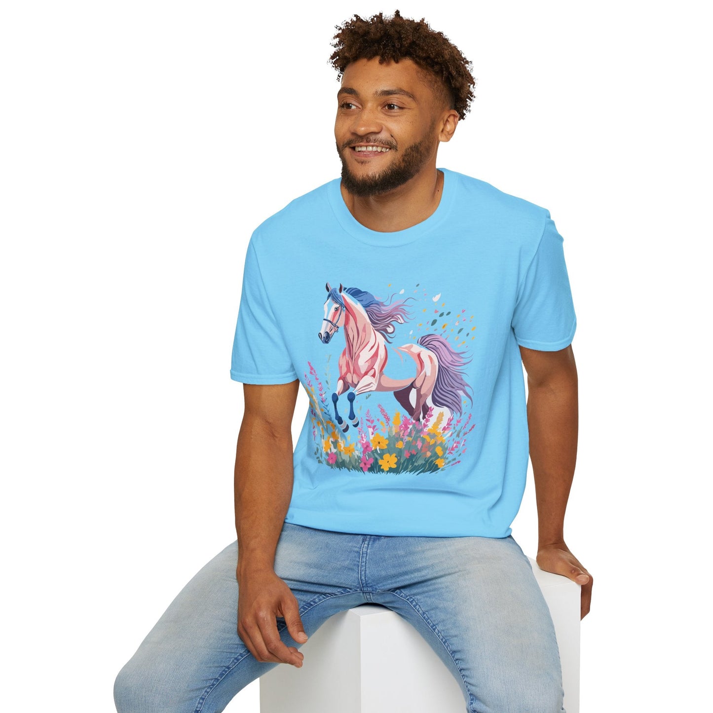 Horse Shirt Unisex Tee Animal Print Gildan Softstyle 64000 Ring Spun Cotton