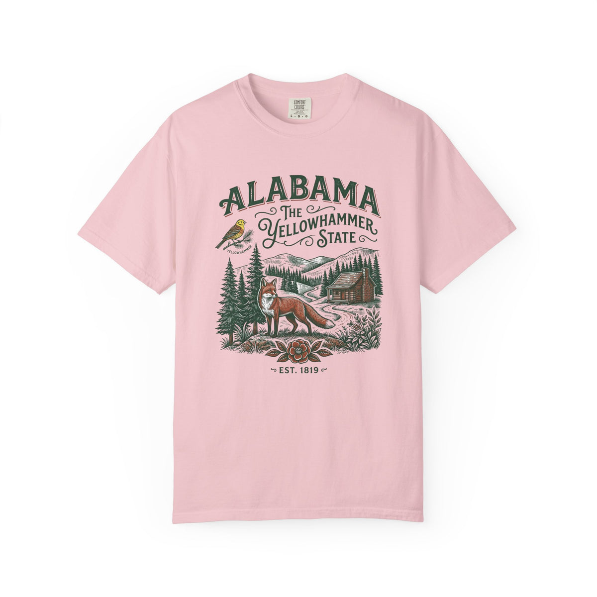 Alabama Graphic Unisex Heavyweight Garment-Dyed Travel Tourist Graphic Gift Tee Unisex 100 Cotton Comfort Colors T-Shirt