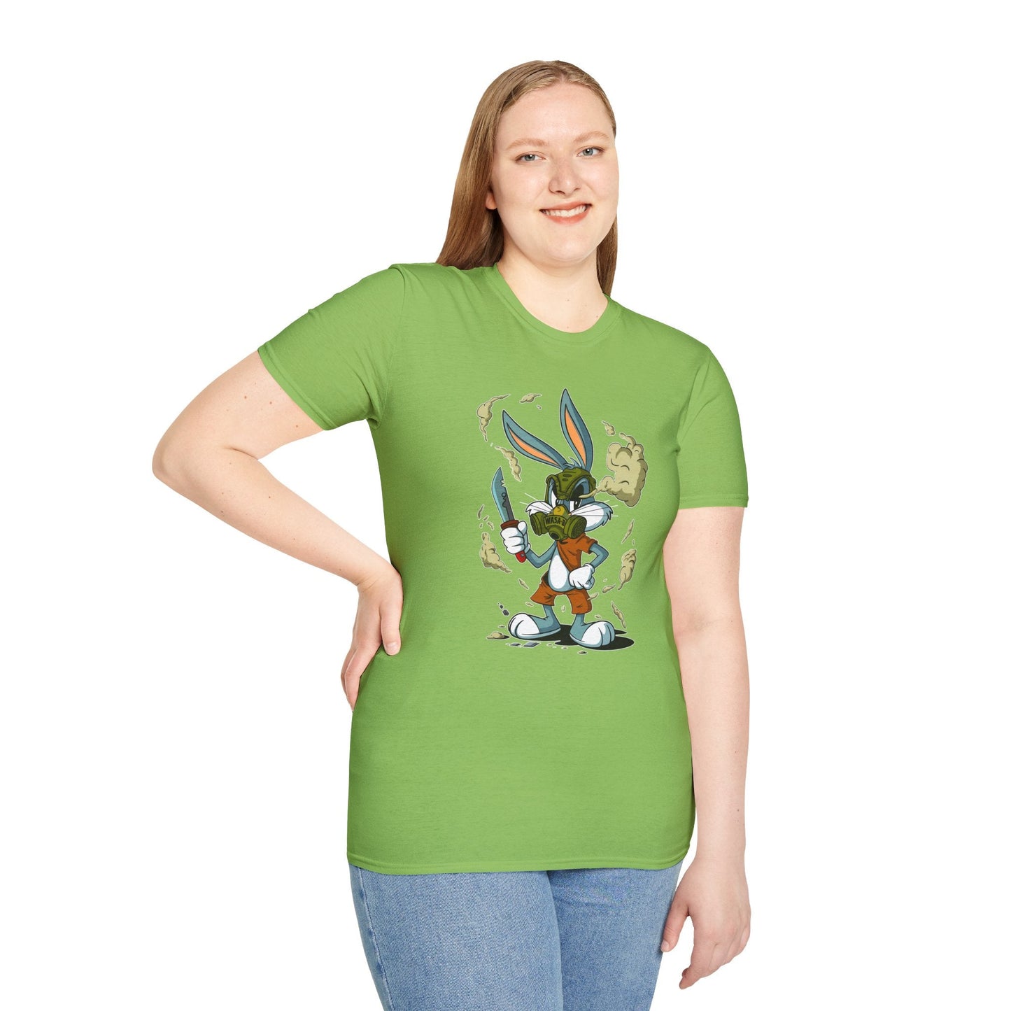 Cartoon Bunny Graphic Unisex Cotton Animal Animation Artwork Design Tee 17