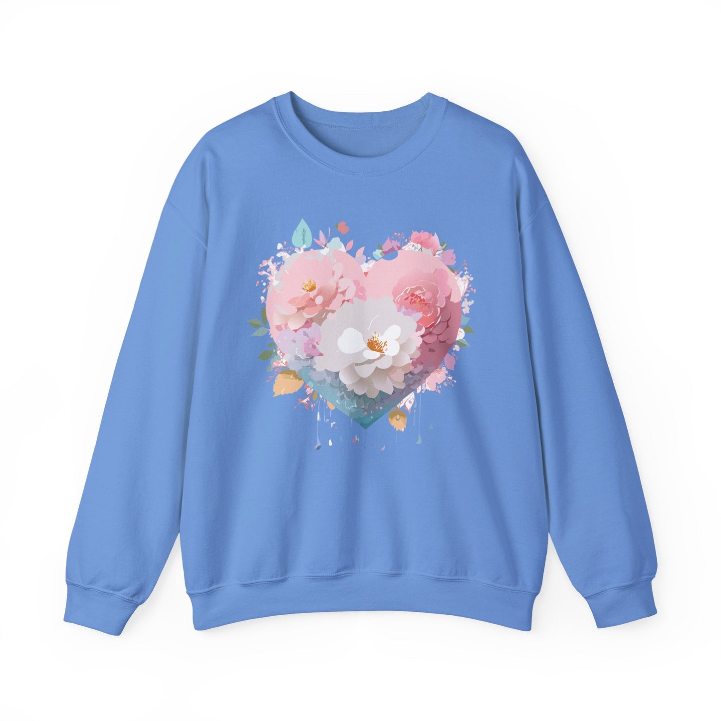 Unisex Floral Heart Sweatshirt For Valentines Day With Love Floral Print Crewneck