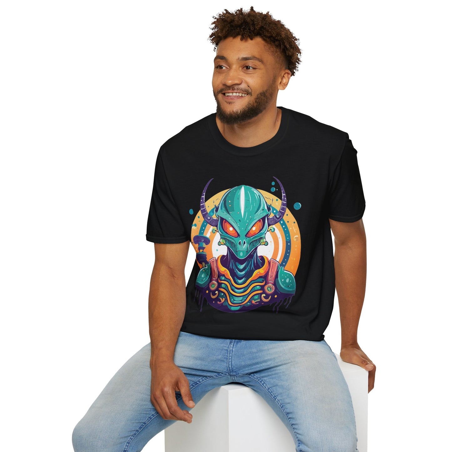 Alien Graphic Unisex Cotton Softstyle UFO Artwork Tee 14