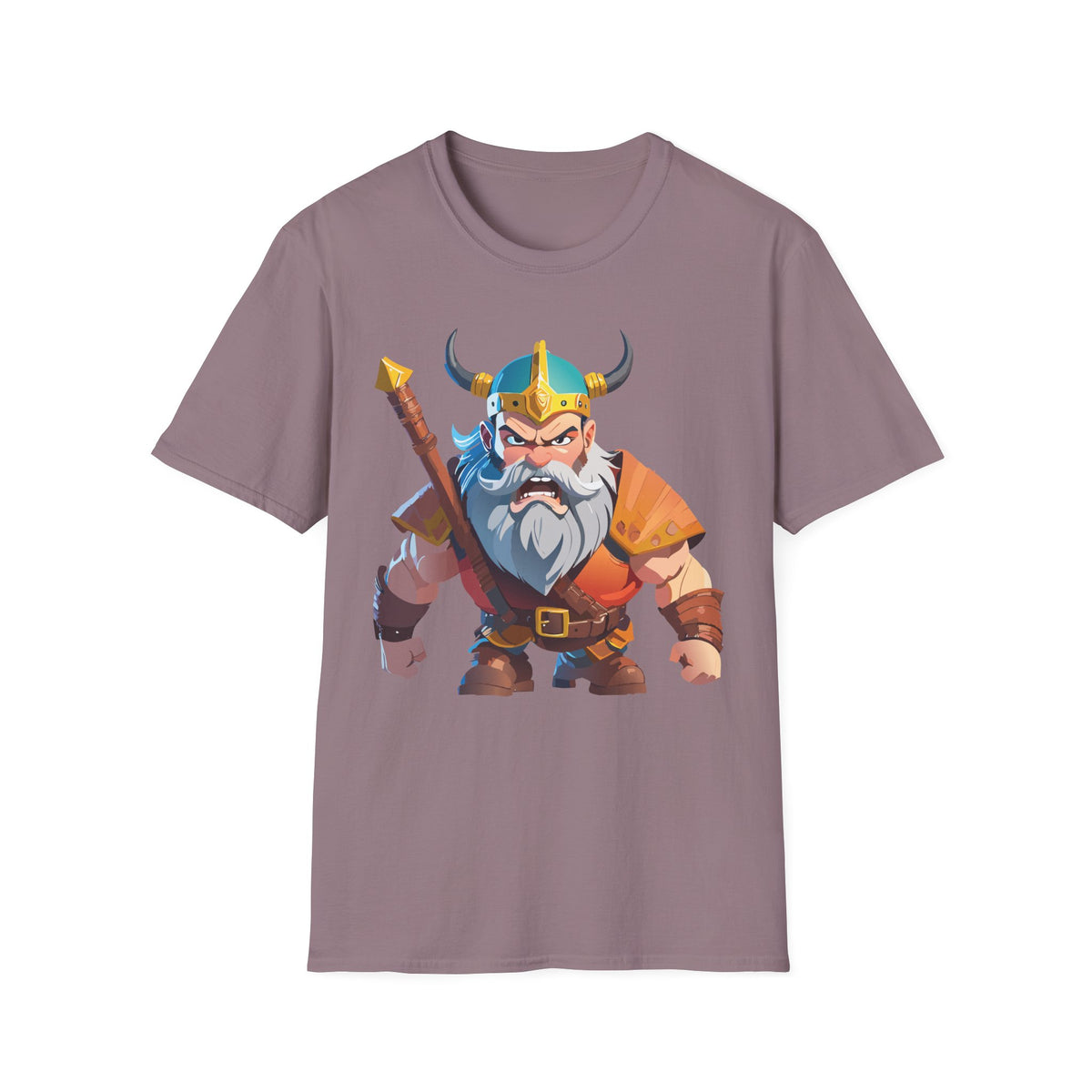 Angry Viking Warrior T-Shirt | Cartoon Norse Helmet Axe