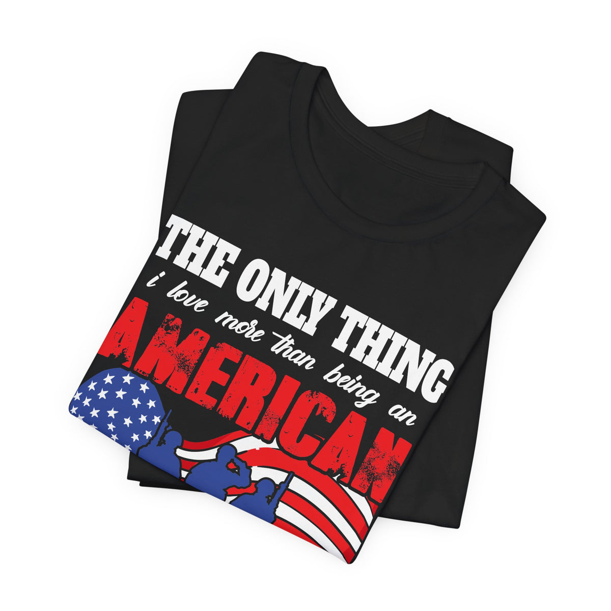 American Veteran silhouette flag T-Shirt Patriotic Veteran Unisex Cotton Tee v8