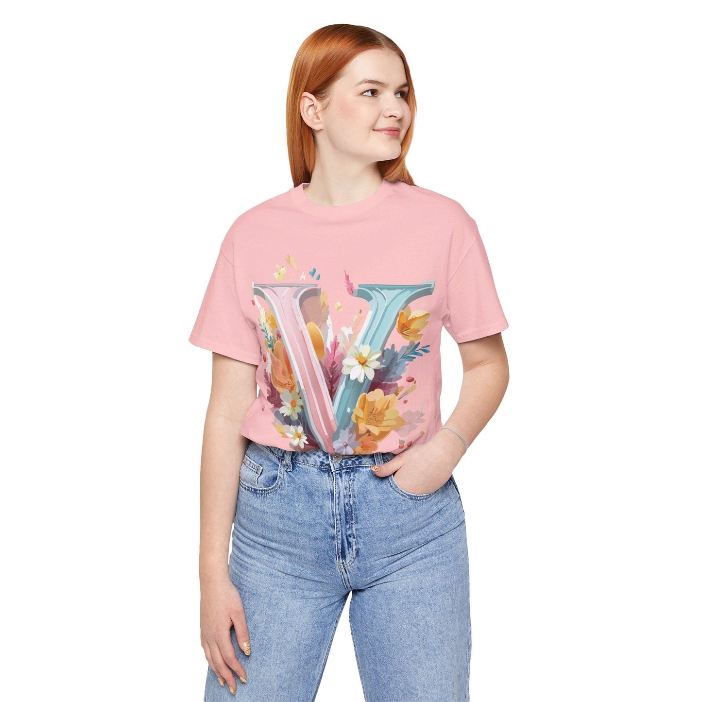 Letter V Graphic Tee Unisex Jersey Short Sleeve Art Design  Vintage Inspired