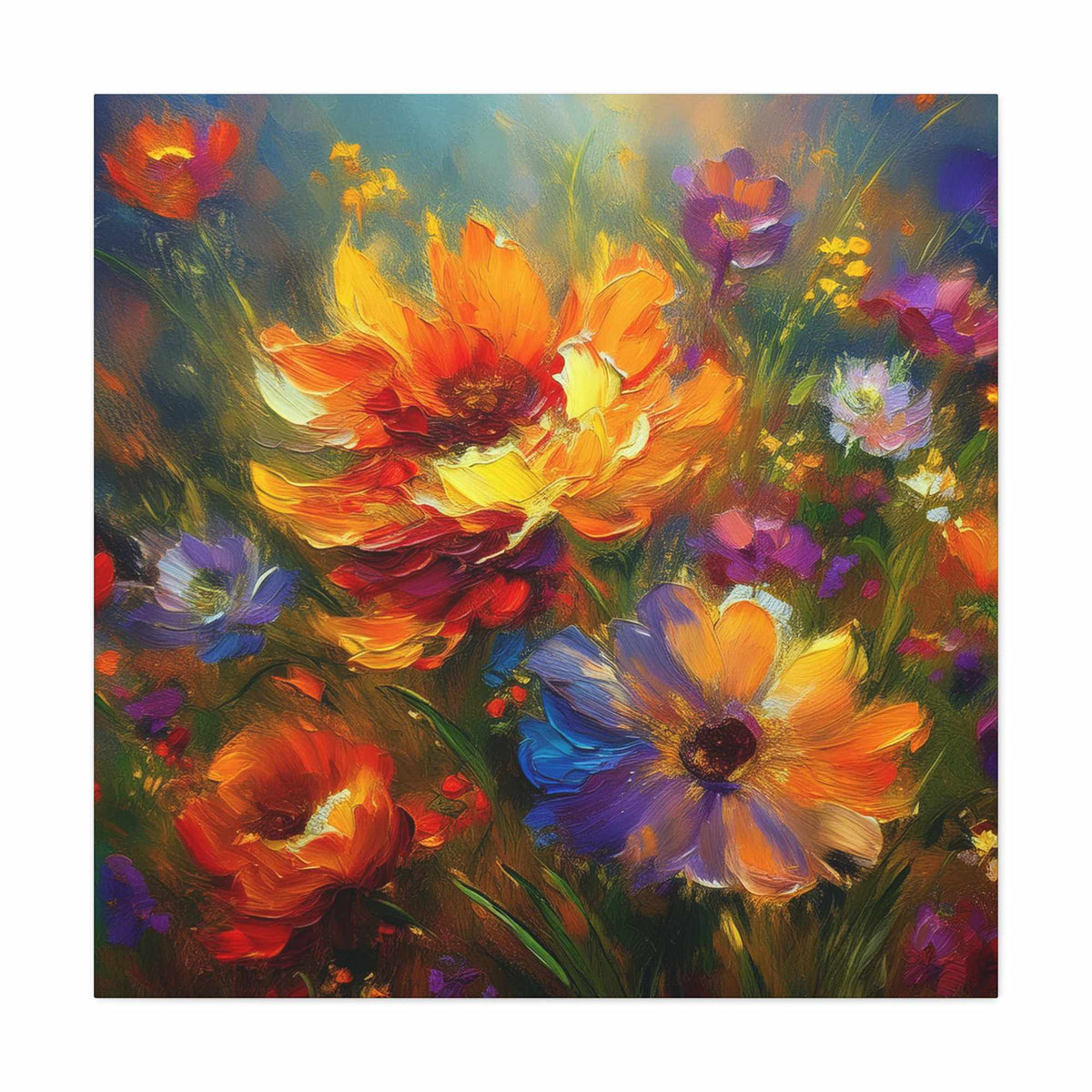 Flowers Print Canvas, Floral Oil Paint Print 20x20, 24x24, 30x30, 32x32, 36x36, Floral Art Design Print Non-Frame MC-15