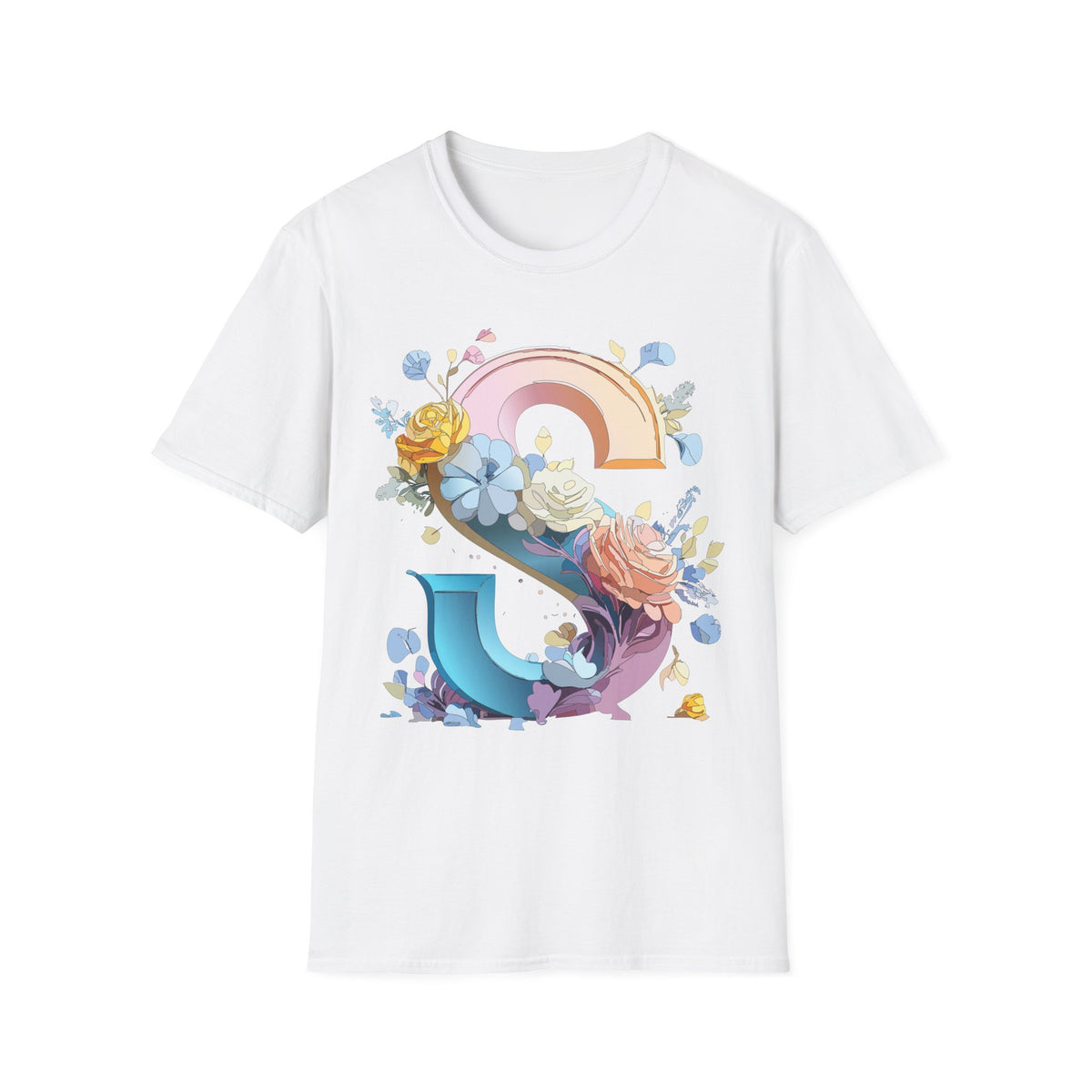 Floral Rainbow Letter S T-Shirt | Floral Initial Tee