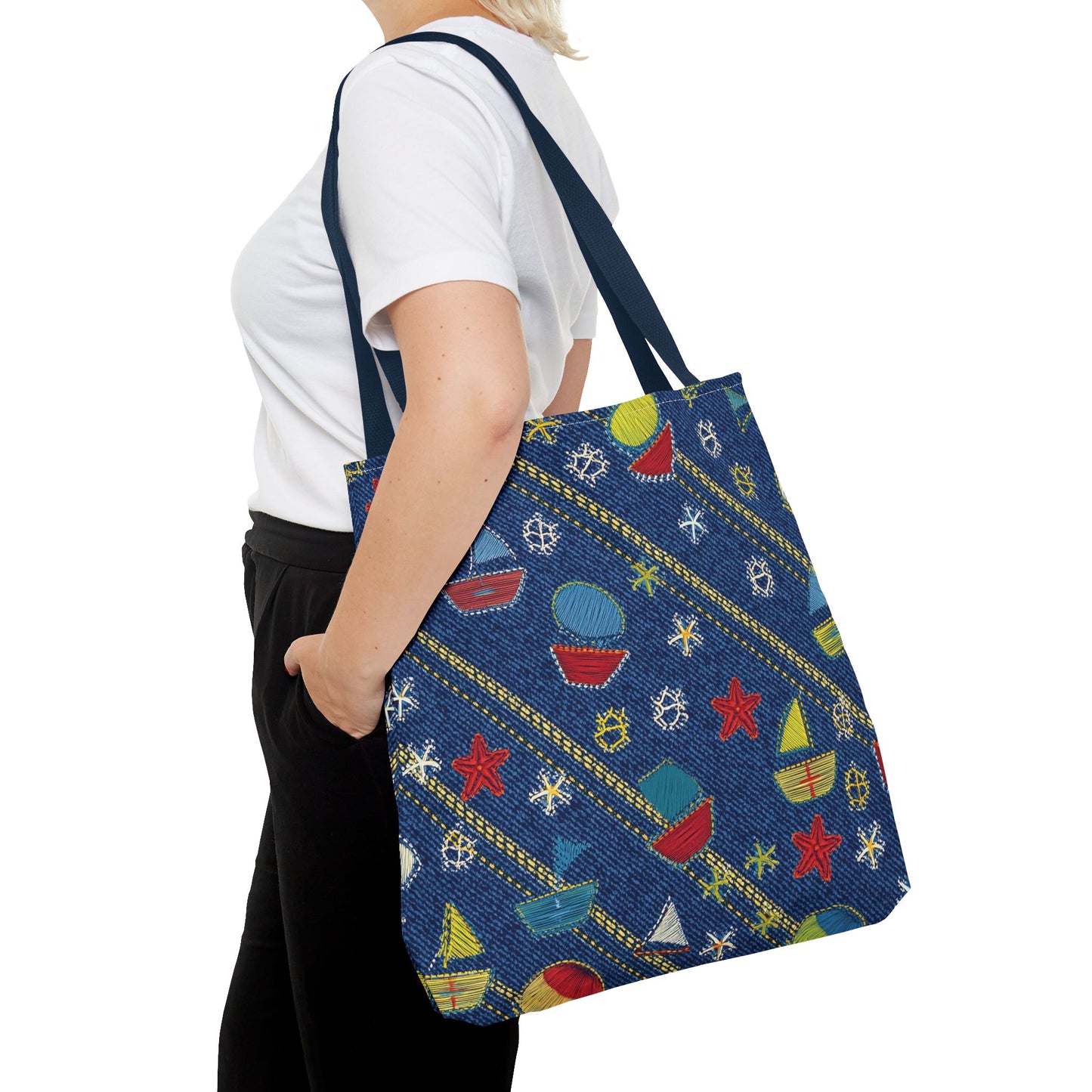 DENIM PRINT CANVAS BAG HIGH-QUALITY 100% SPUN POLY 3 SIZES CANVAS BAG-182-15