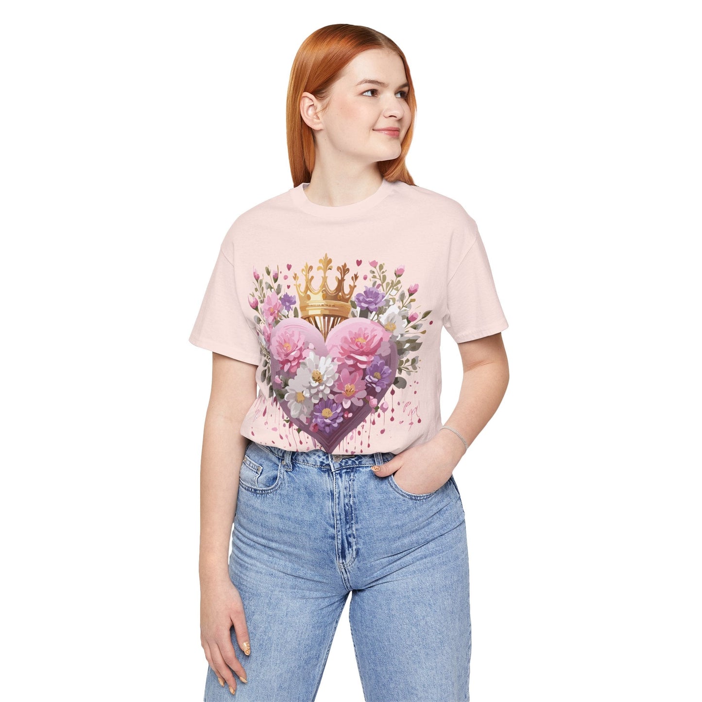 Valentine Day Graphic Unisex 100 Cotton Vintage Artwork with Love and Flower Design Tee 2
