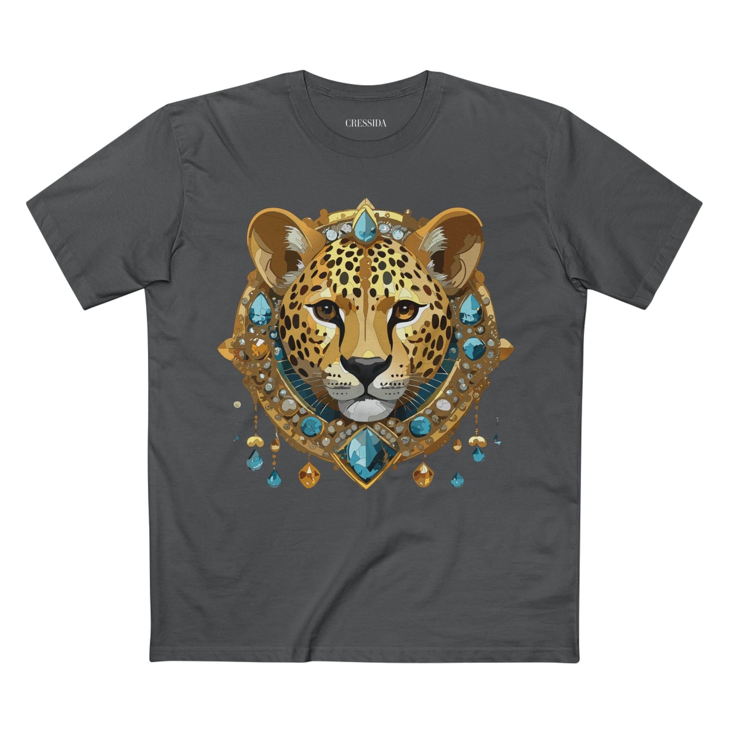 Cheetah Graphic Unisex 100 Cotton Tee With Unique Animal Golden Medallion Art Design 44