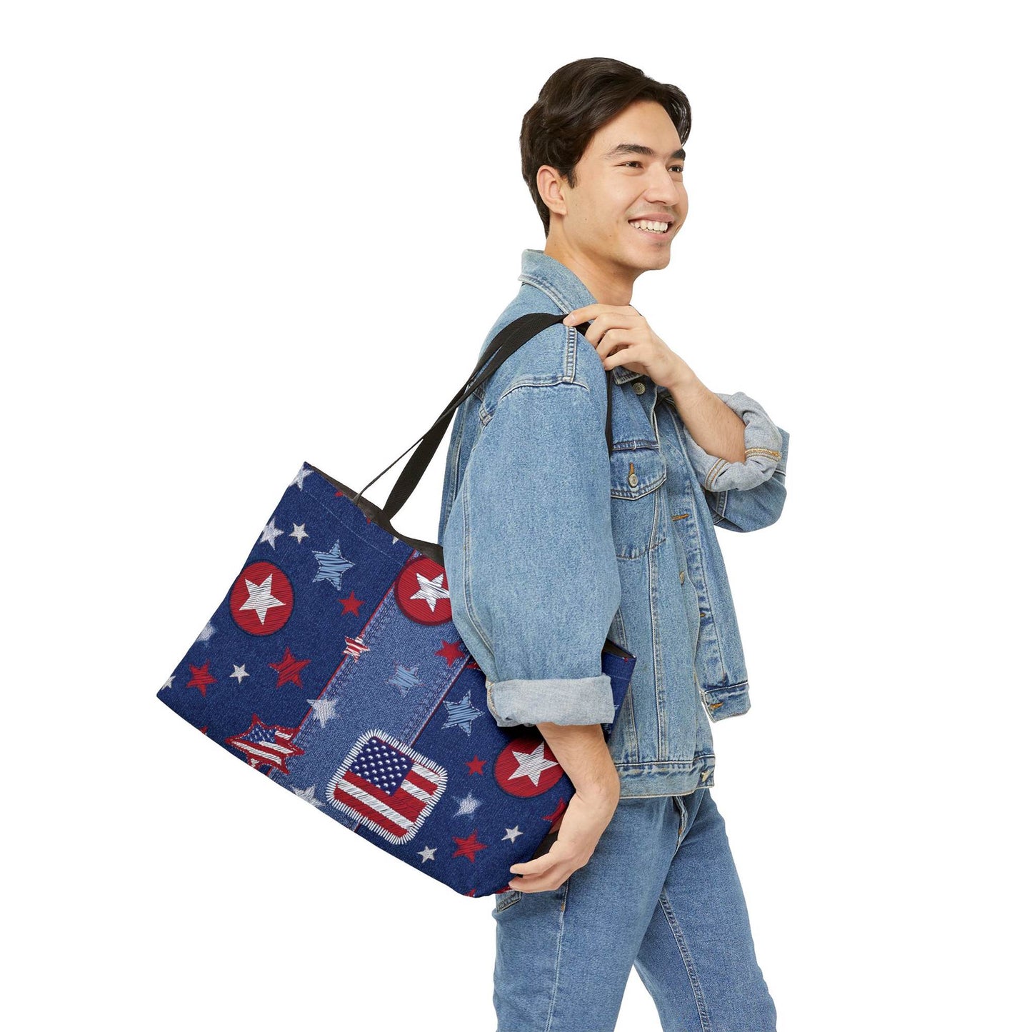 4th of July Denim Color Imitation Print Unisex  Yoga Bag  Spun Poly 24x13 Canvas Bag 66